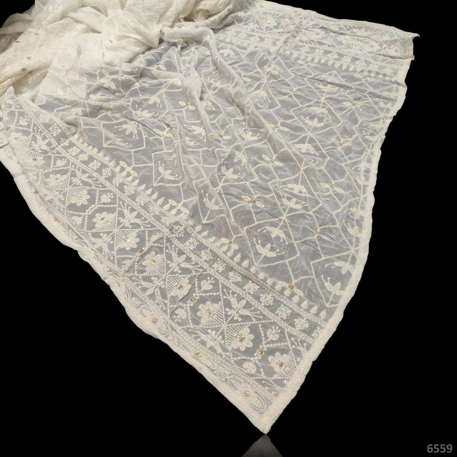 Lucknowi Georgette Viscose Dupatta-40-Inches DYEABLE 2.50-Metres 