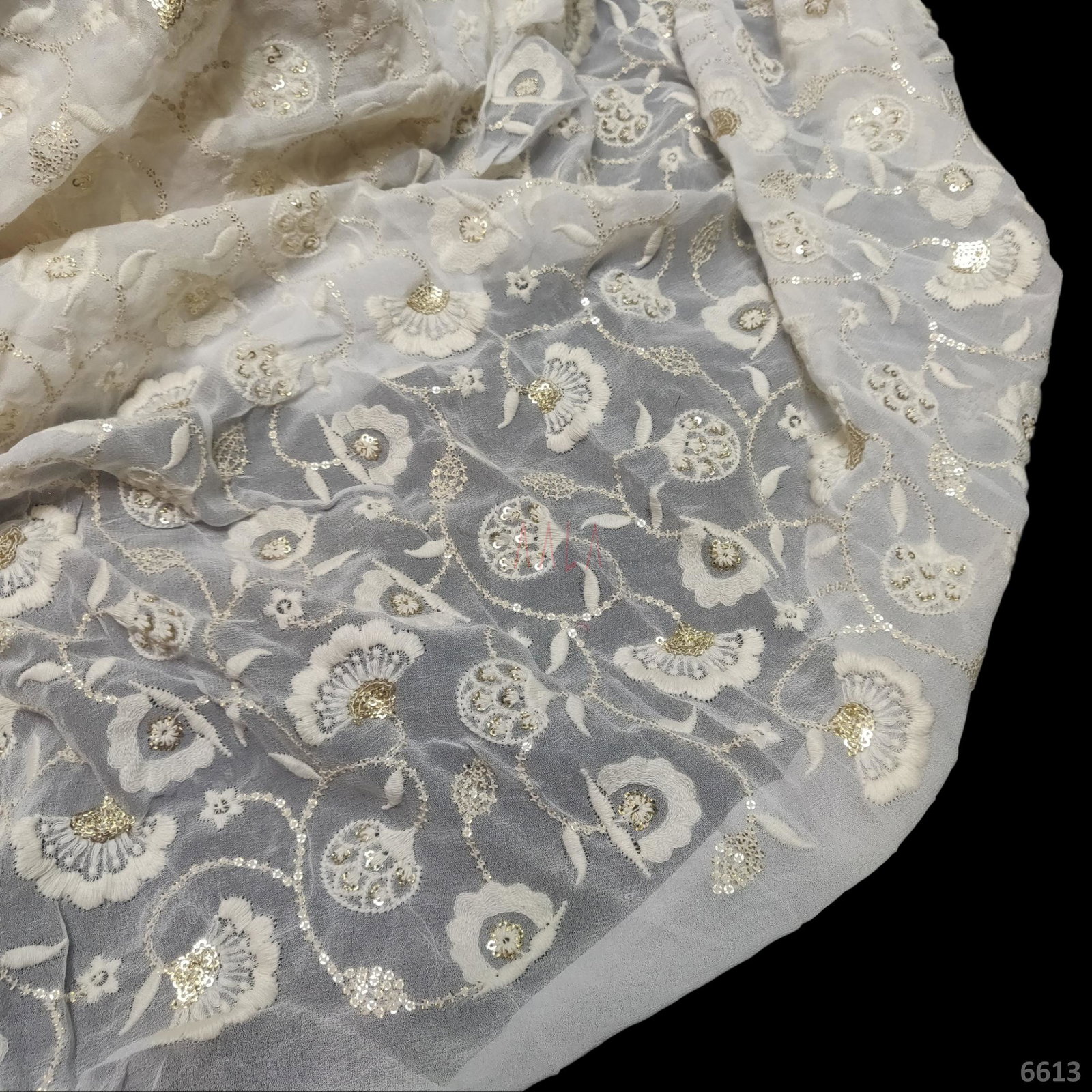 Embroidered Georgette Viscose 44-Inches Dyeable Per-Metre 