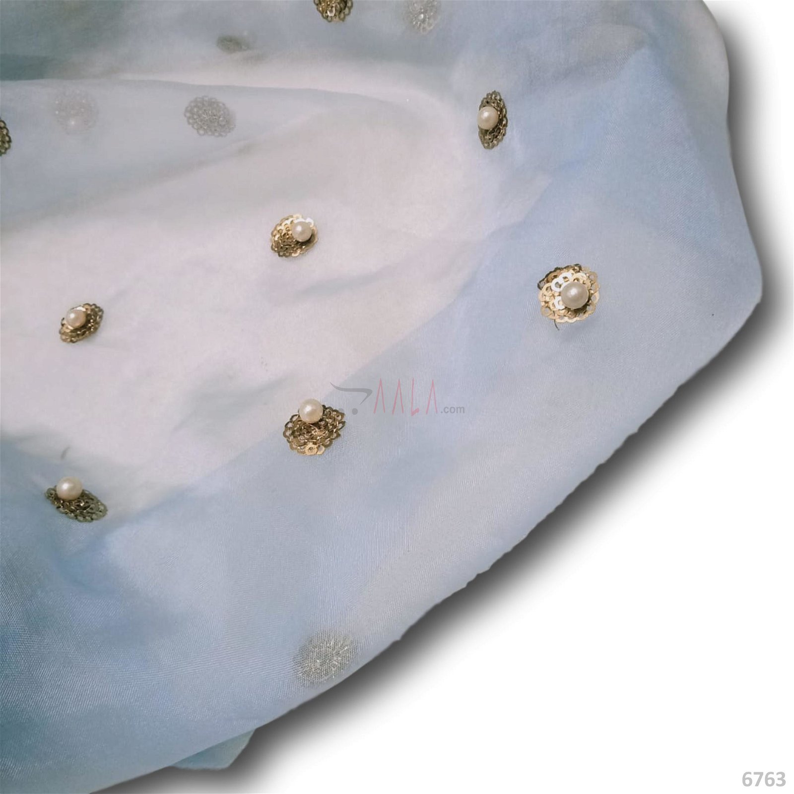 Pearl Organza Nylon 44-Inches BLUE Per-Metre #6763