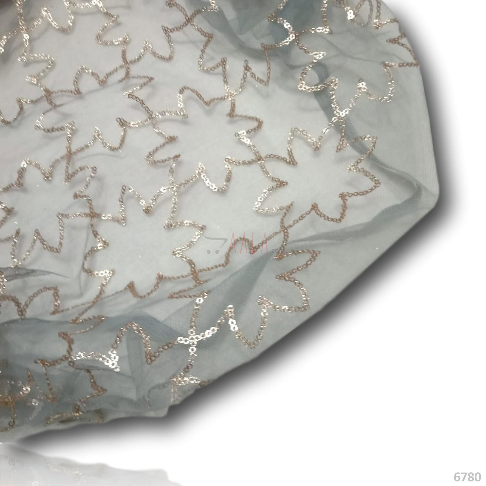 Sequins Net Nylon 44-Inches GREY Per-Metre 