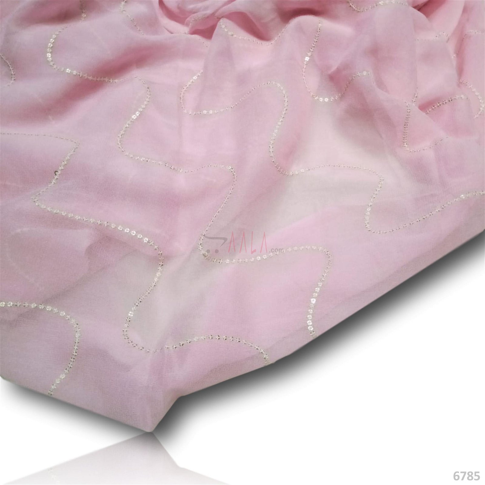 Sequins Georgette Viscose 44-Inches PINK Per-Metre #6785
