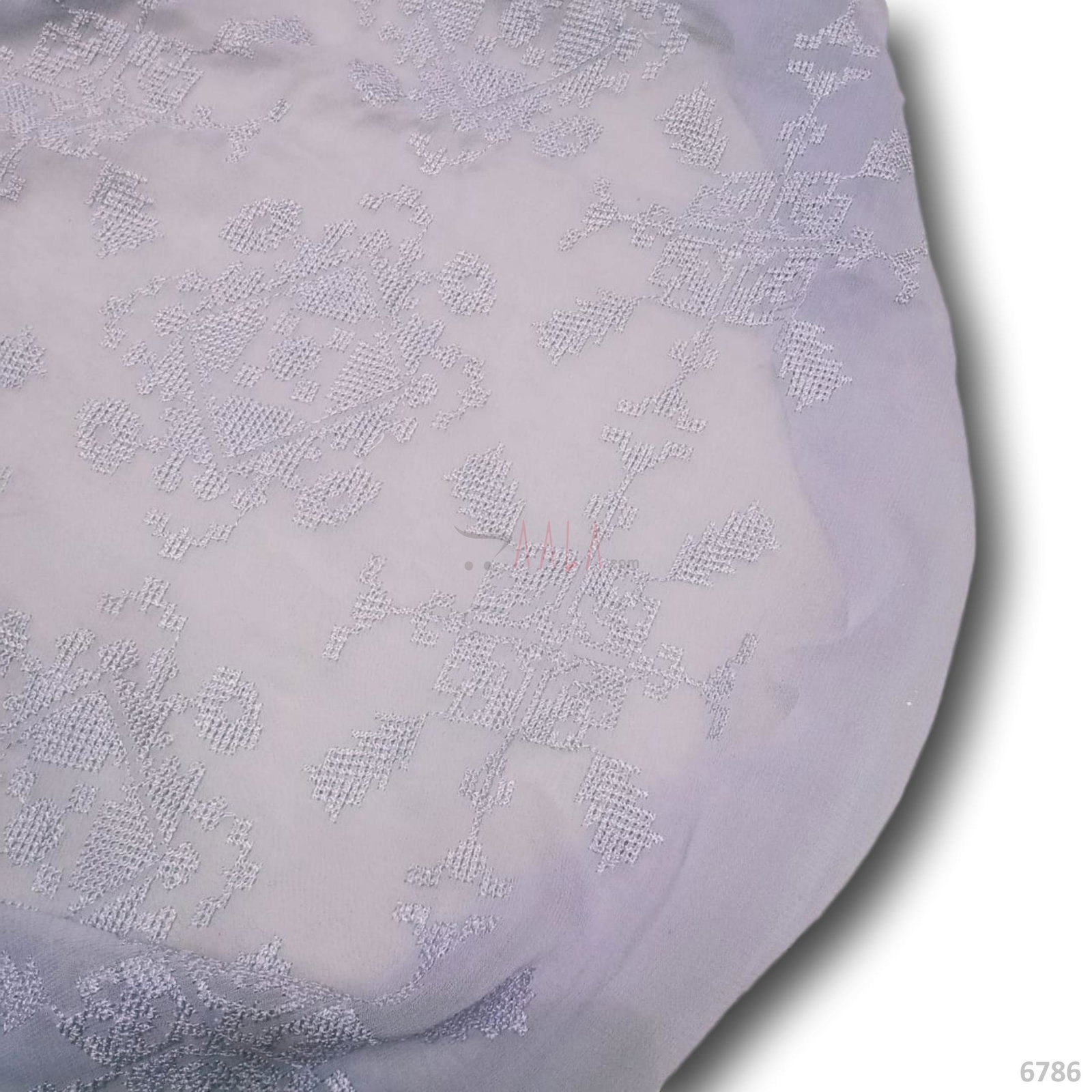 Embroidered Georgette Viscose 44-Inches PURPLE Per-Metre 