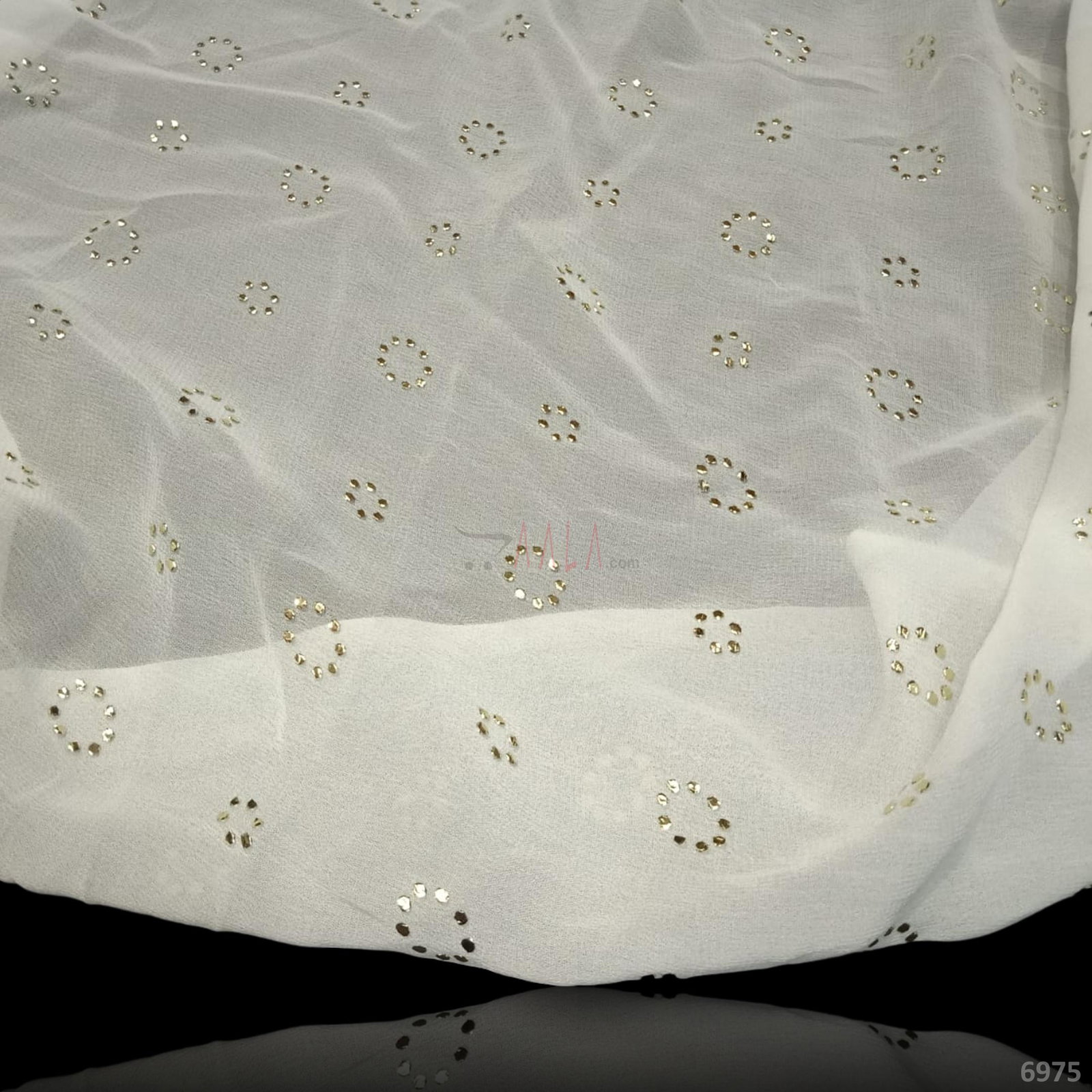 Mukaish Georgette Viscose 44-Inches DYEABLE Per-Metre 
