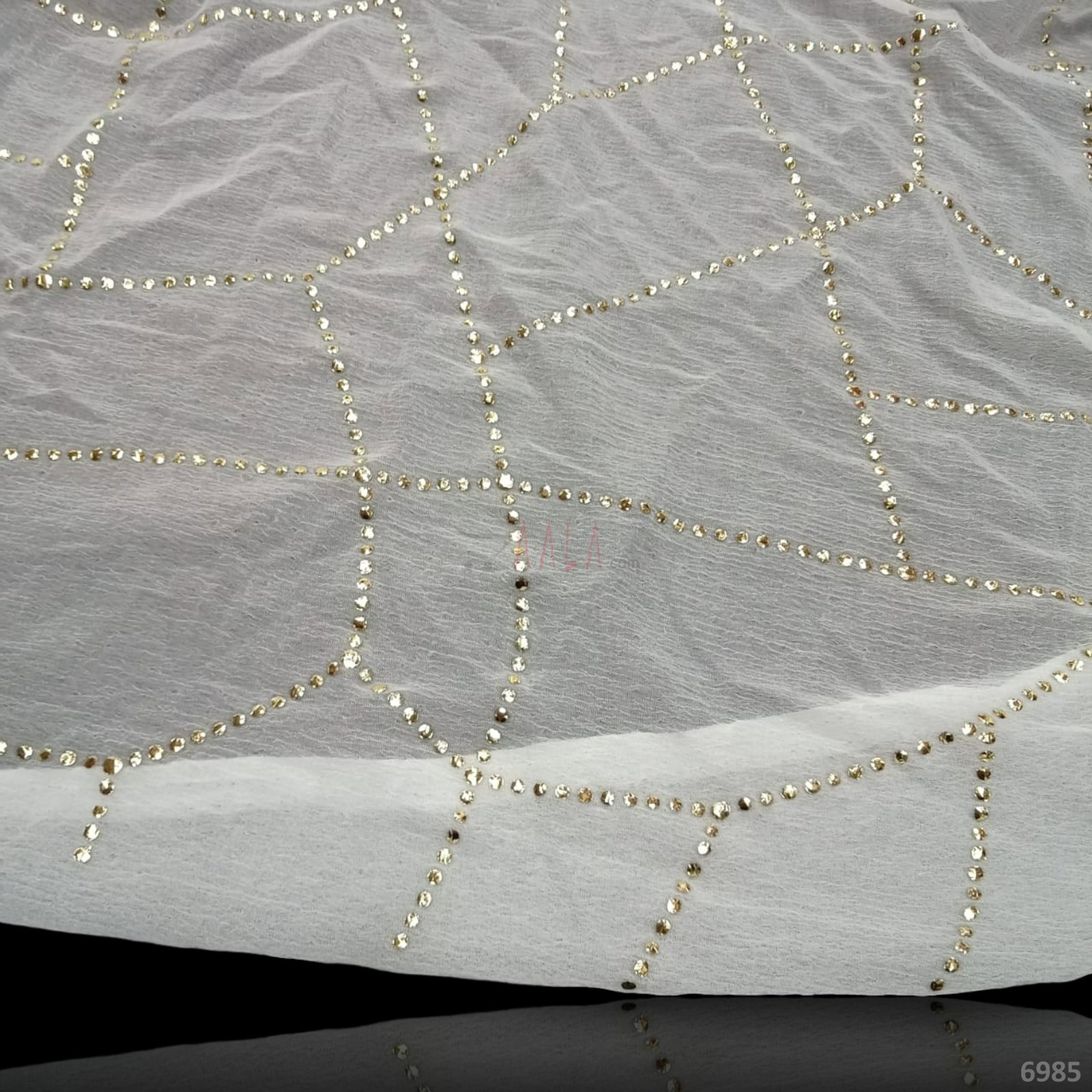 Machine-Mukaish Chiffon Nylon 44-Inches DYEABLE Per-Metre 