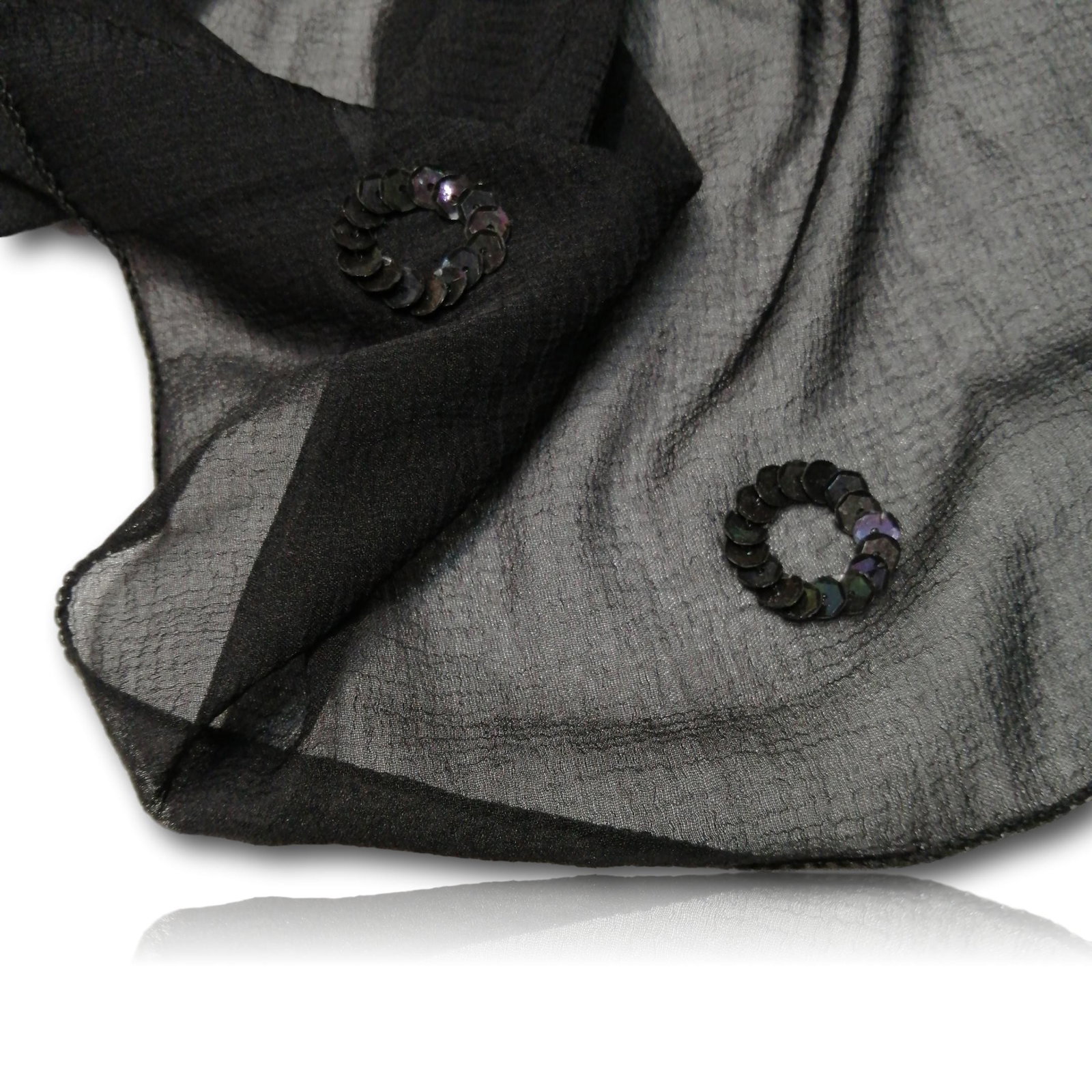 Designer Chiffon Nylon Dupatta-32-Inches BLACK 2.25-Metres 