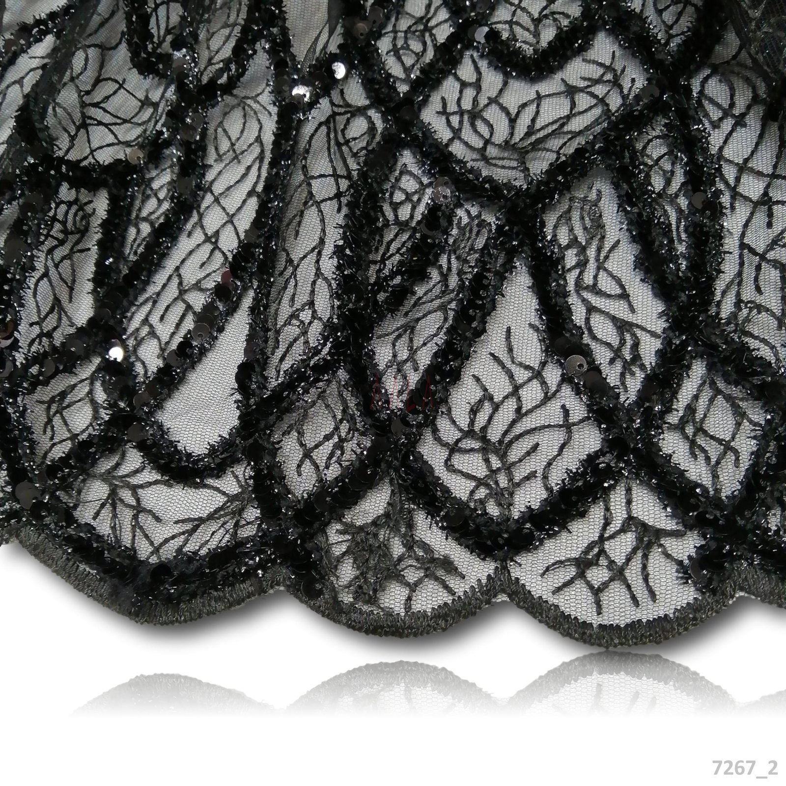 Embroidered Net Blend 58-Inches BLACK Per-Metre 