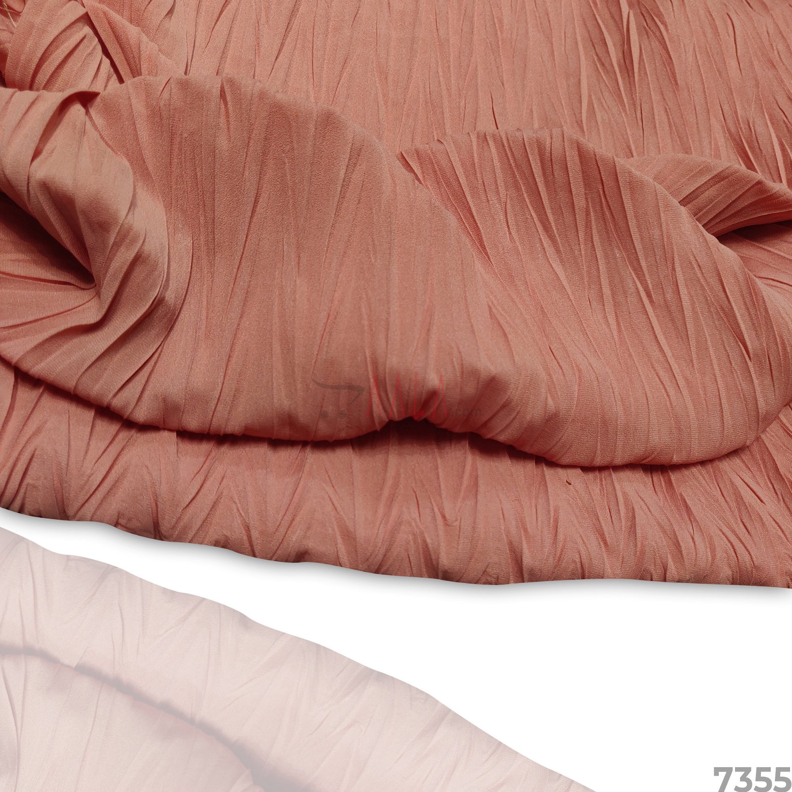 Pleated Double-Georgette Poly-ester 44-Inches PEACH Per-Metre #7355
