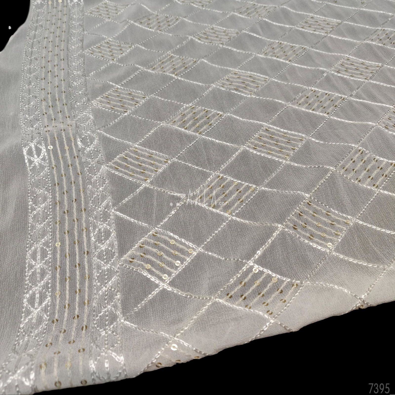 Embroidered Georgette Viscose Dupatta-44-Inches DYEABLE 2.50-Metres 