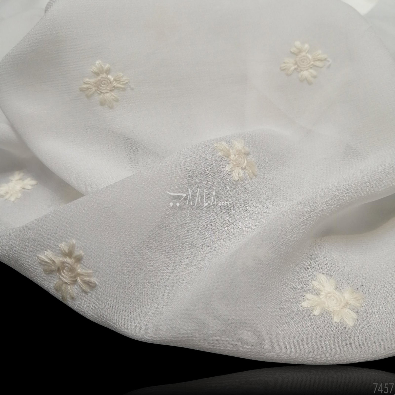 Embroidered Georgette Viscose 44-Inches DYEABLE Per-Metre 