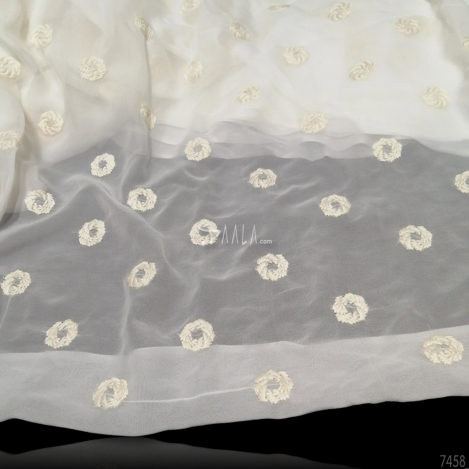 Embroidered Georgette Viscose 44-Inches DYEABLE Per-Metre 
