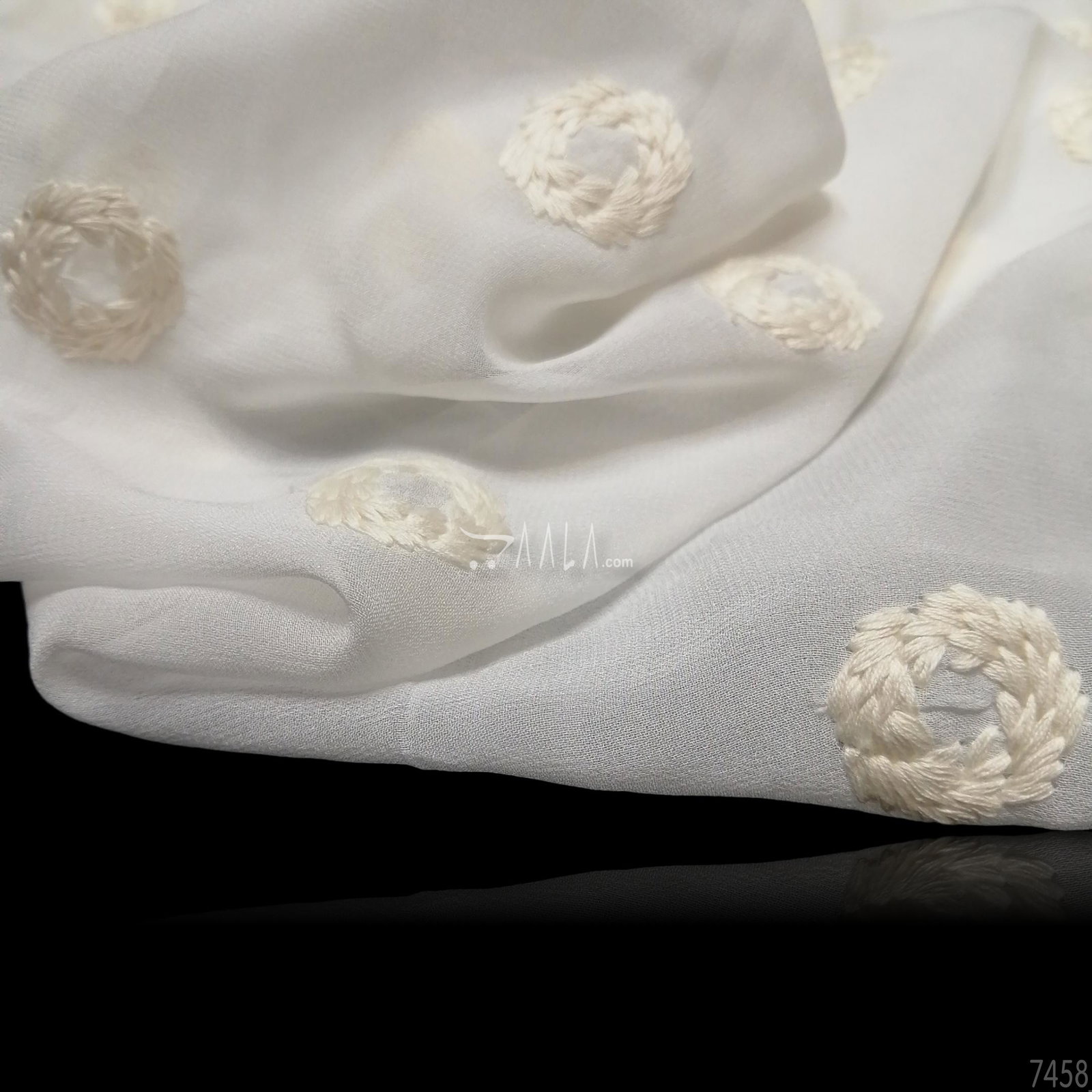 Embroidered Georgette Viscose 44-Inches DYEABLE Per-Metre 