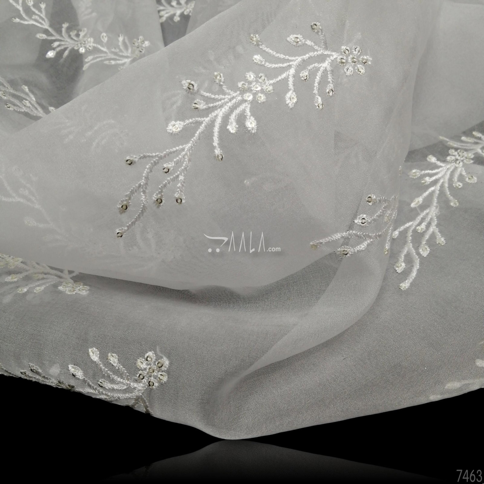 Embroidered Organza Nylon 44-Inches DYEABLE 2.50-Metres 