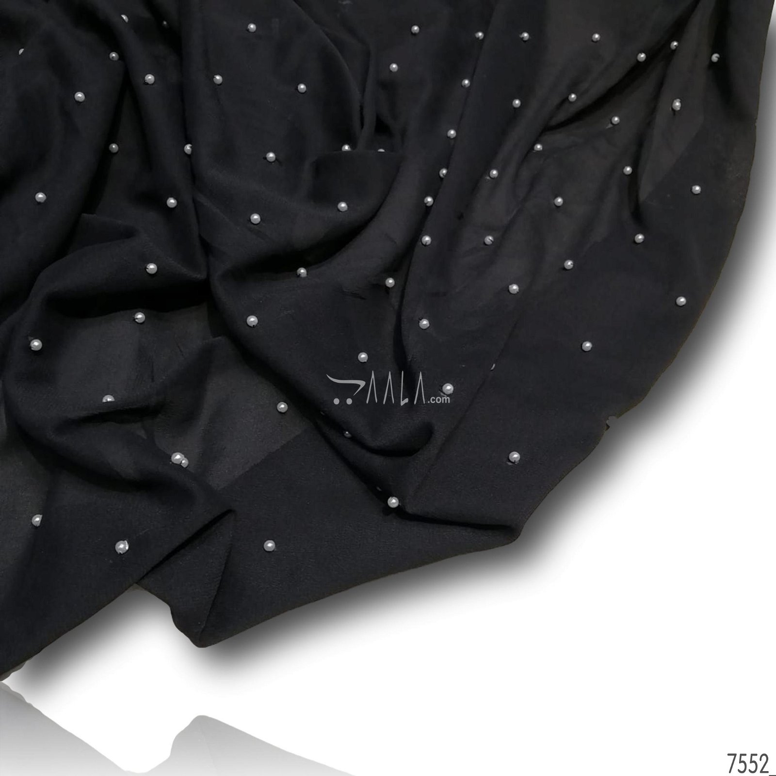 Pearl Chinon Nylon Dupatta-32-Inches BLACK 2.25-Metres #7552
