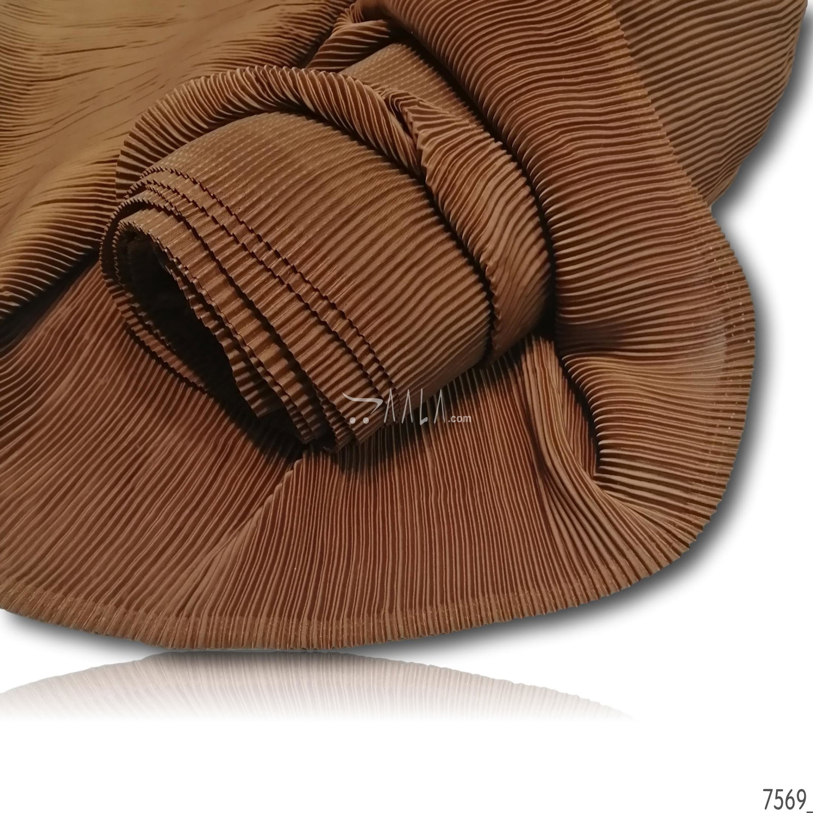 Pleated Satin-Georgette Blend 44-Inches BROWN Per-Metre 
