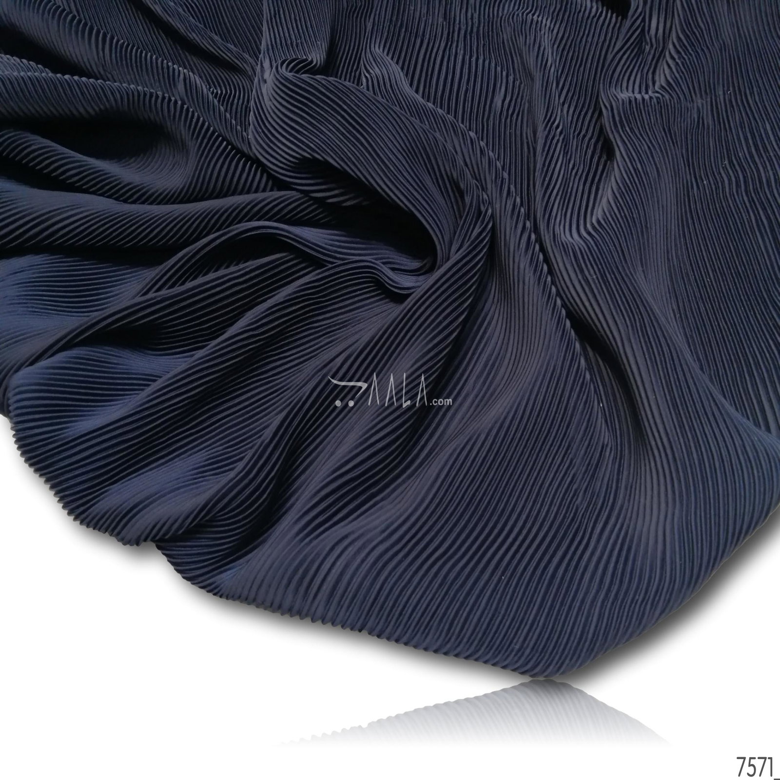 Pleated Satin-Georgette Blend 44-Inches BLUE Per-Metre 
