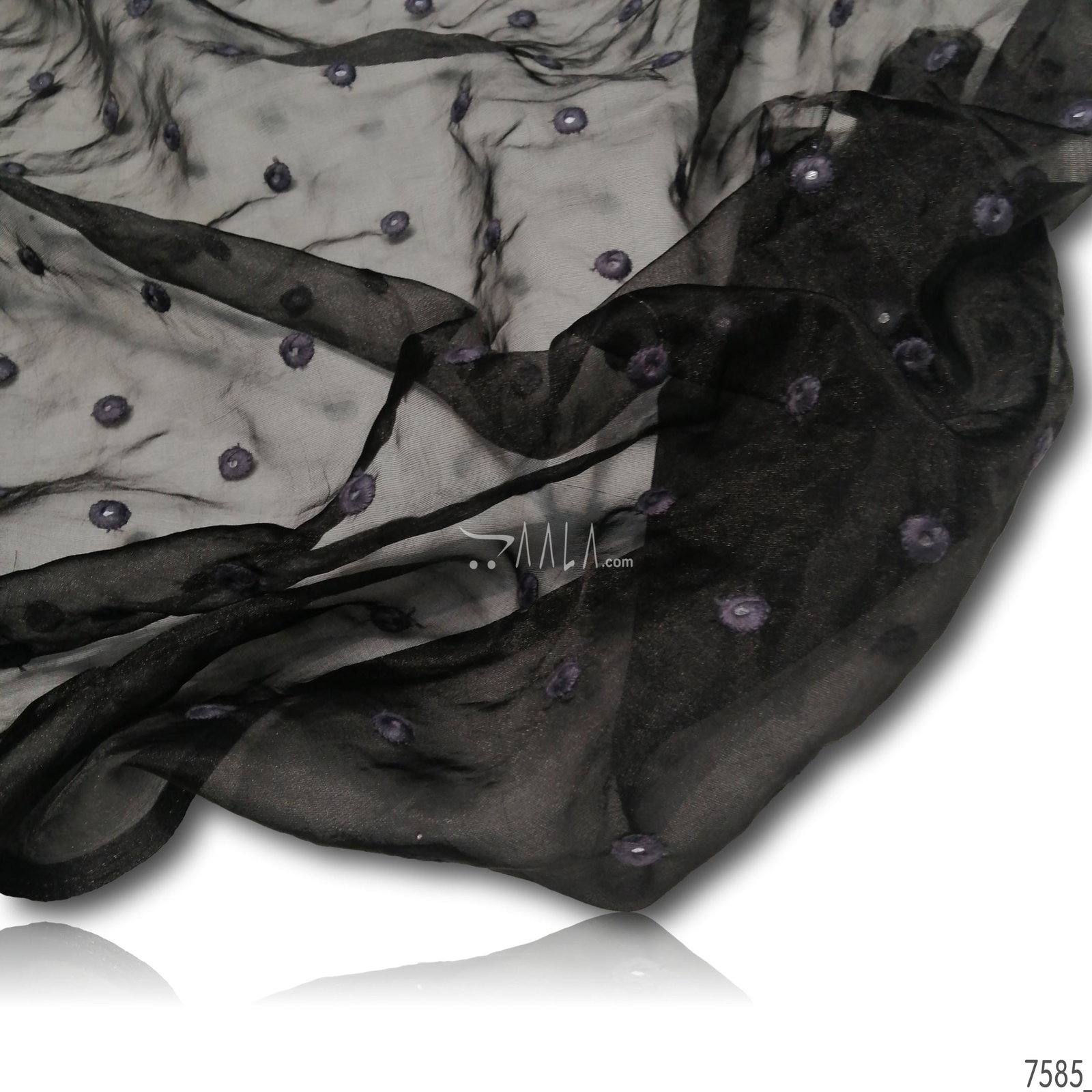 Miror-Work Organza Nylon 44-Inches BLACK Per-Metre 