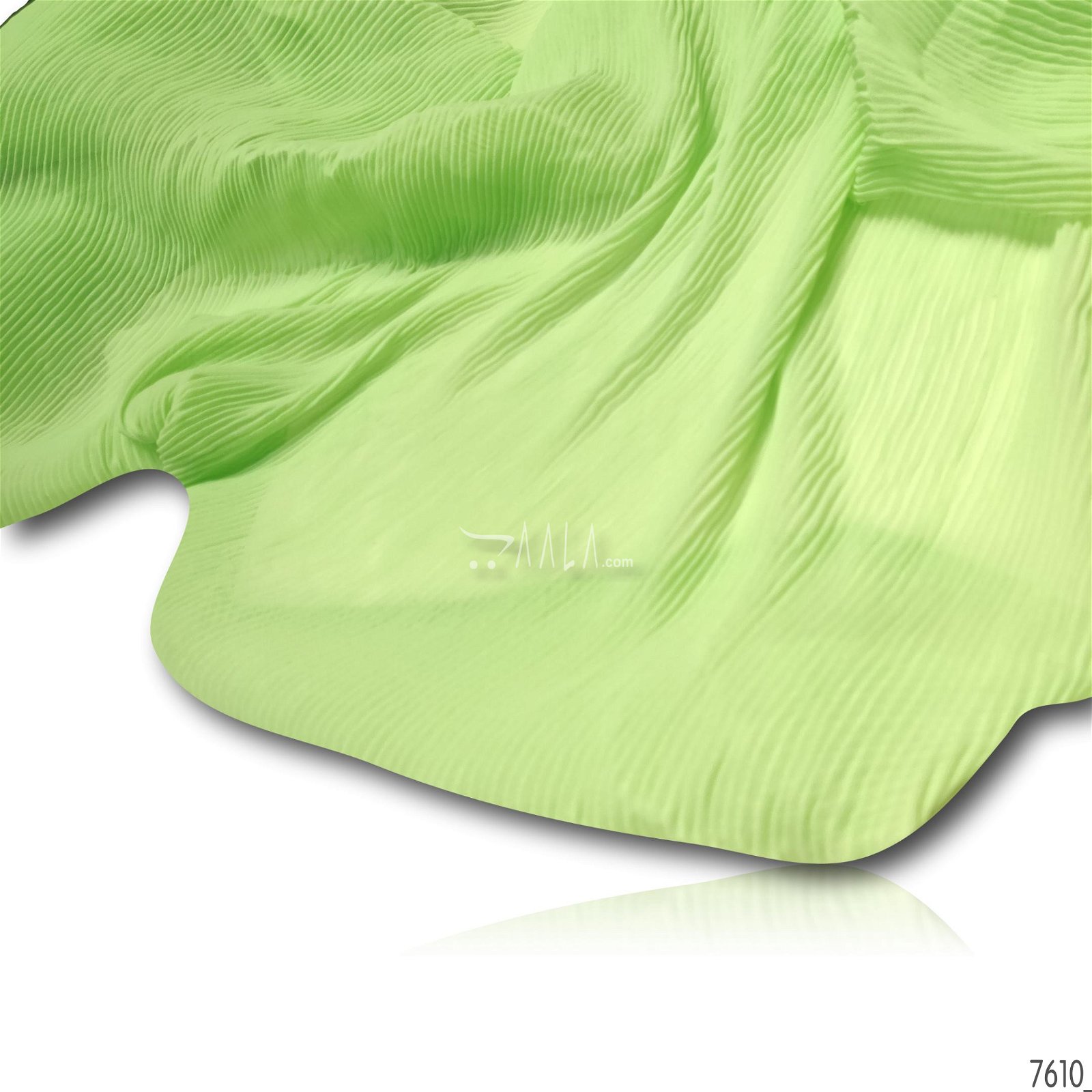 Pleated Georgette Poly-ester 44-Inches GREEN Per-Metre #7610