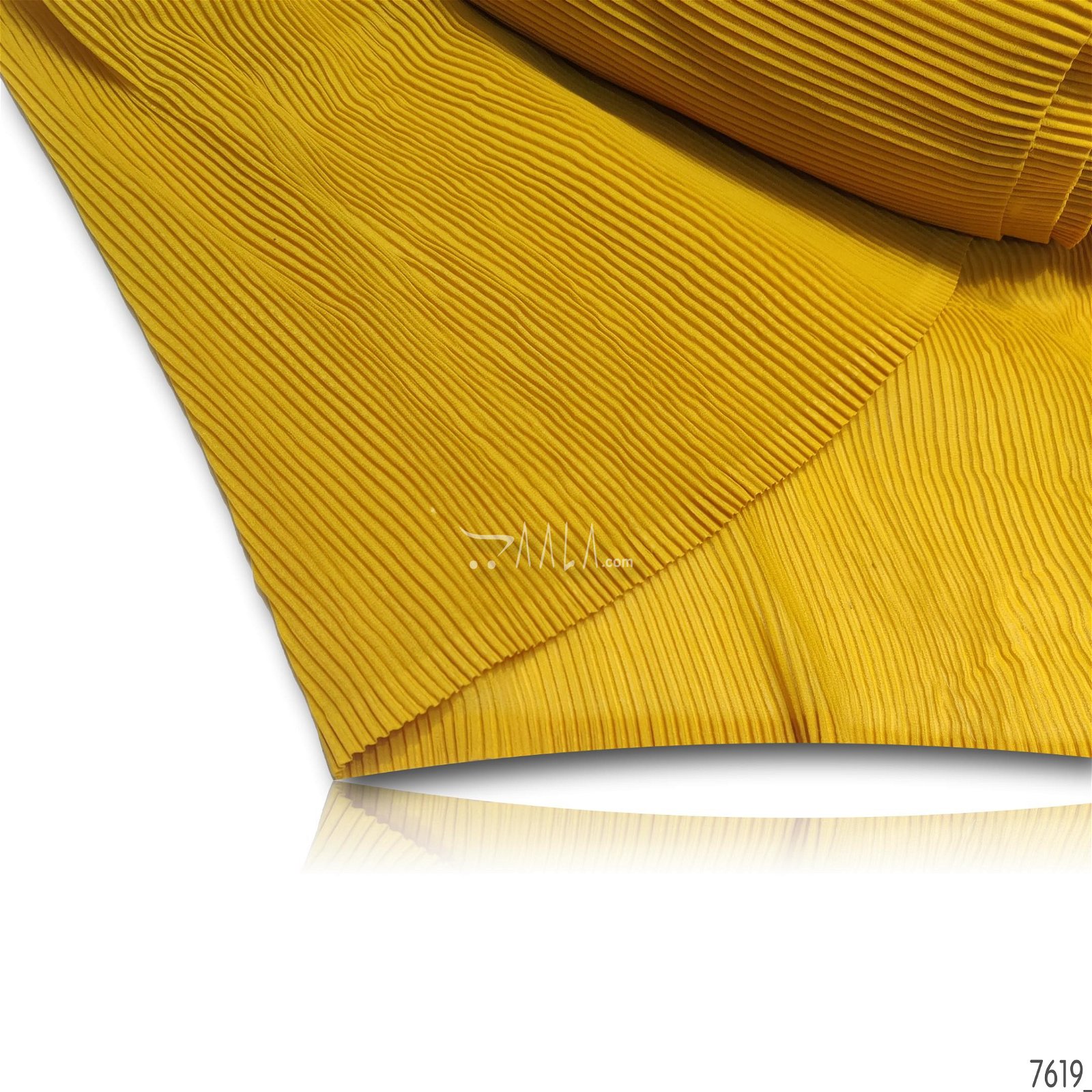 Pleated Georgette Poly-ester 44-Inches YELLOW Per-Metre #7619