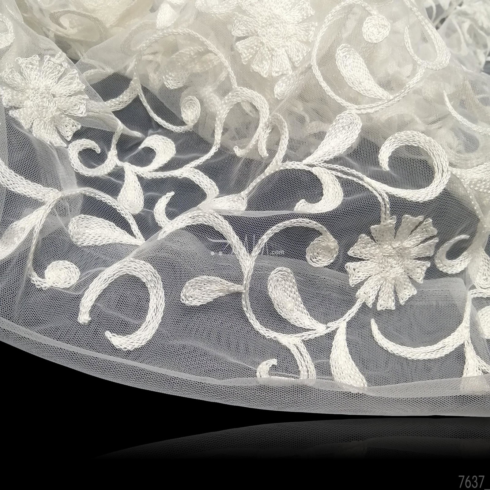 Embroidered Net Nylon 44-Inches DYEABLE Per-Metre 
