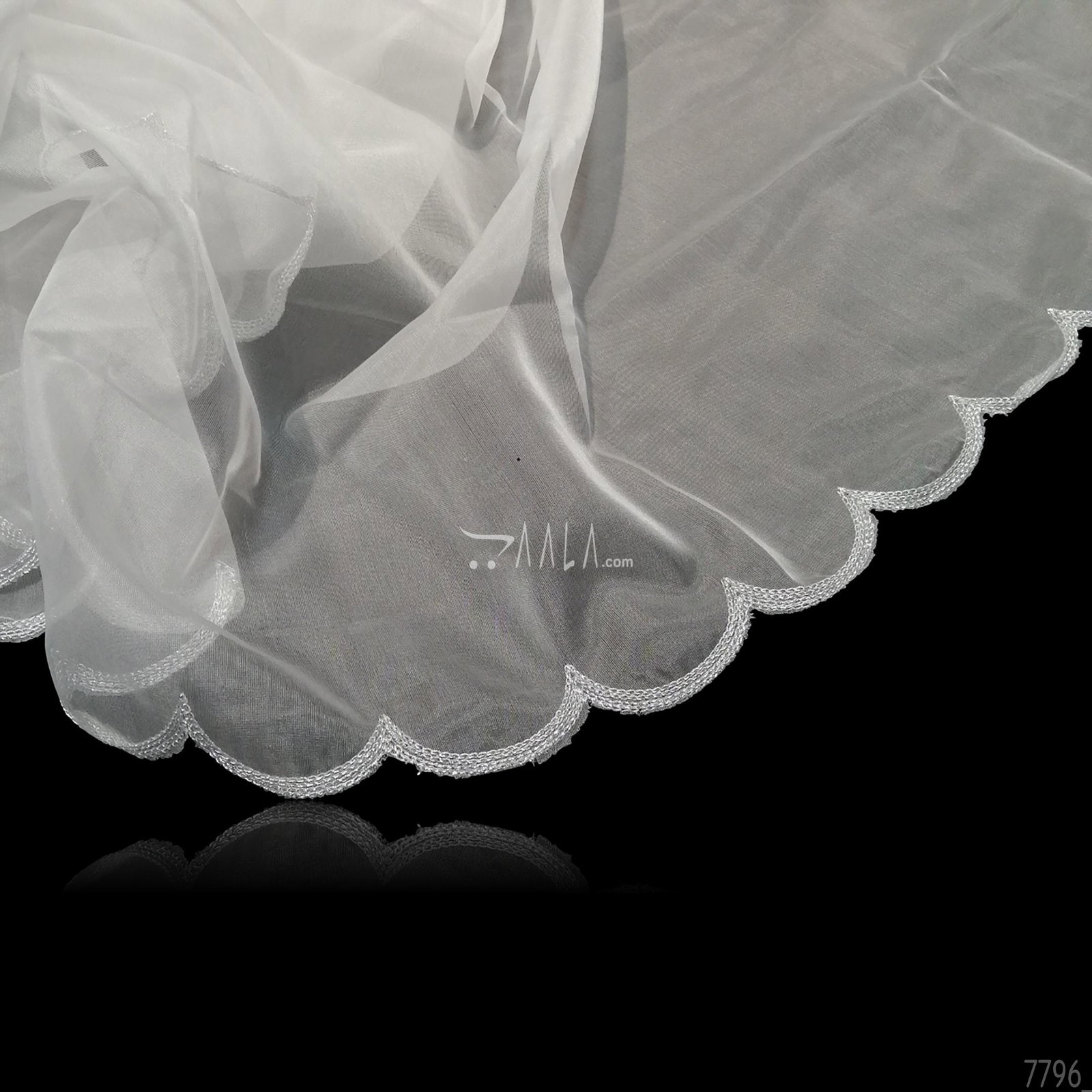 Scallop Organza Nylon Dupatta-36-Inches DYEABLE 2.25-Metres 