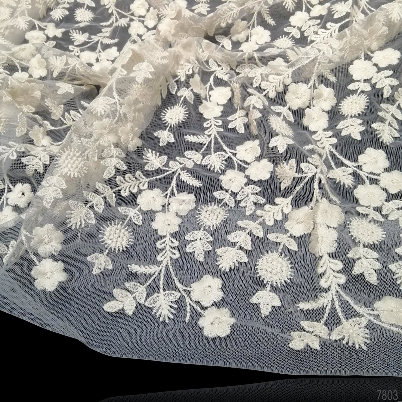 Embroidered Net Nylon 44-Inches DYEABLE Per-Metre 