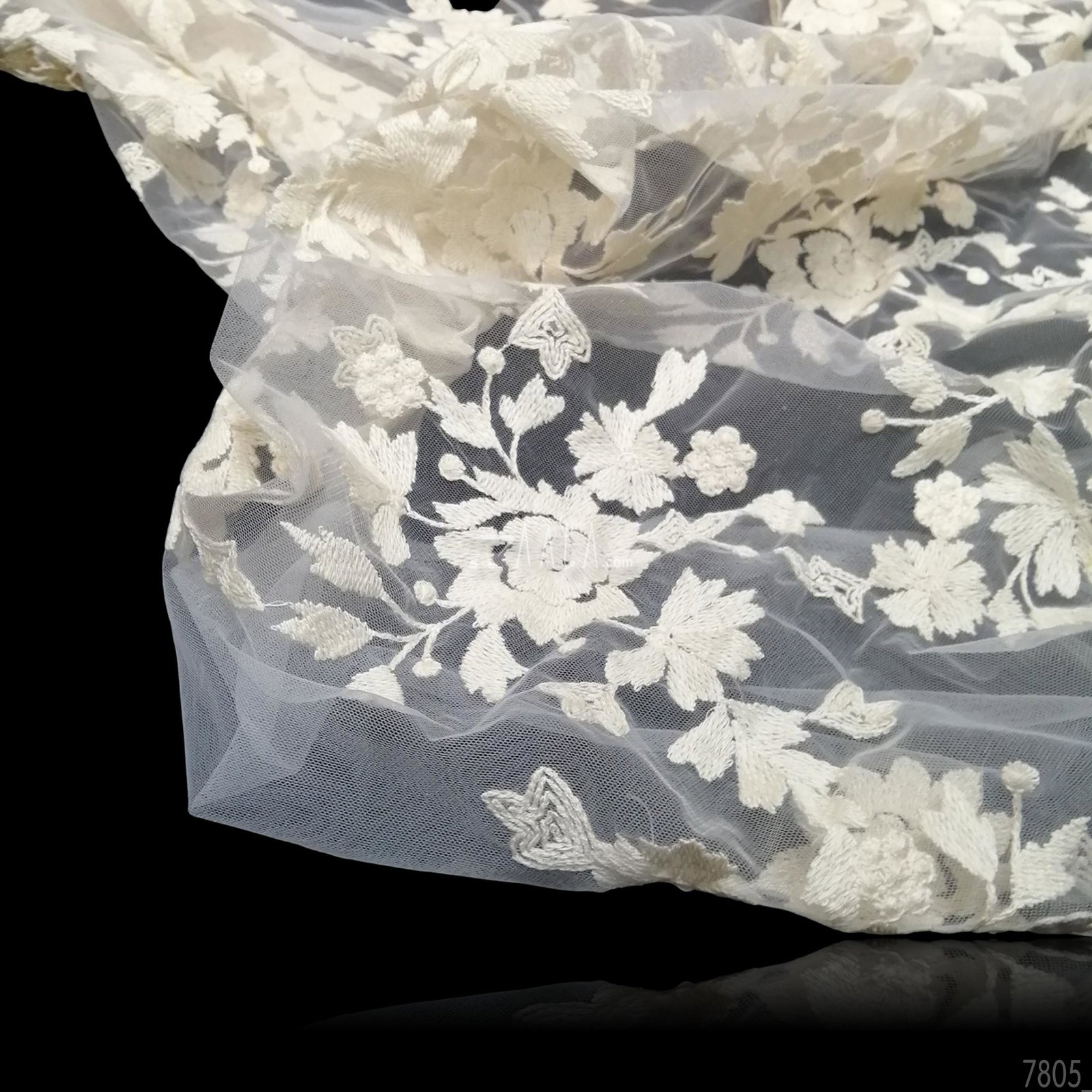 Embroidered Net Nylon 44-Inches DYEABLE Per-Metre 