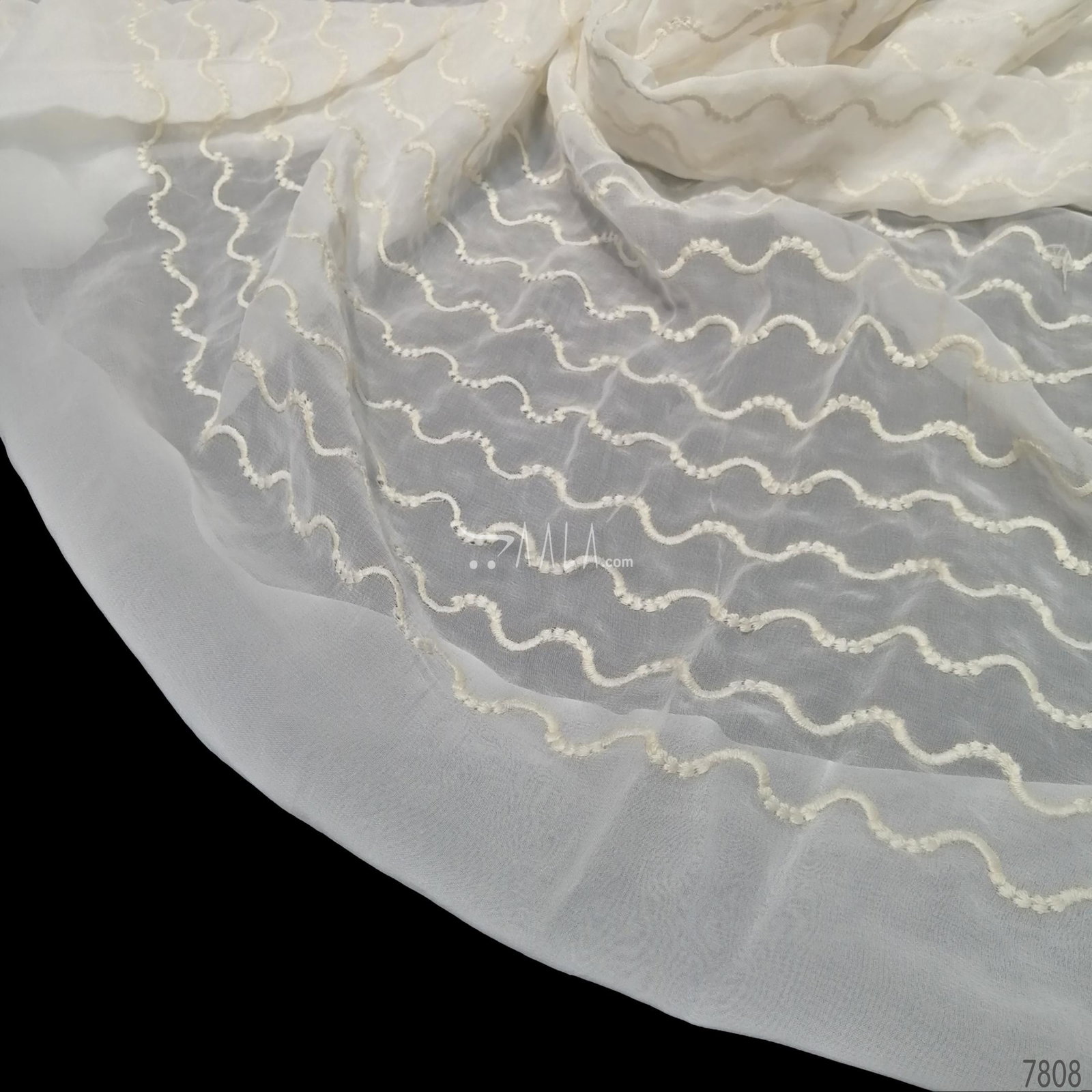 Embroidered Georgette Viscose 44-Inches DYEABLE Per-Metre 
