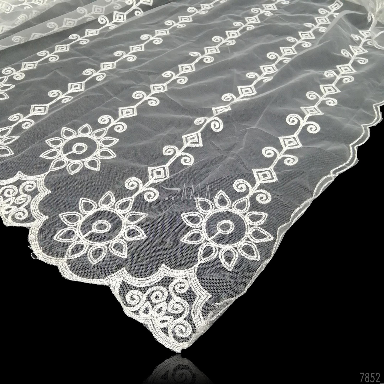 Embroidered Net Nylon Dupatta-36-Inches DYEABLE 2.25-Metres 