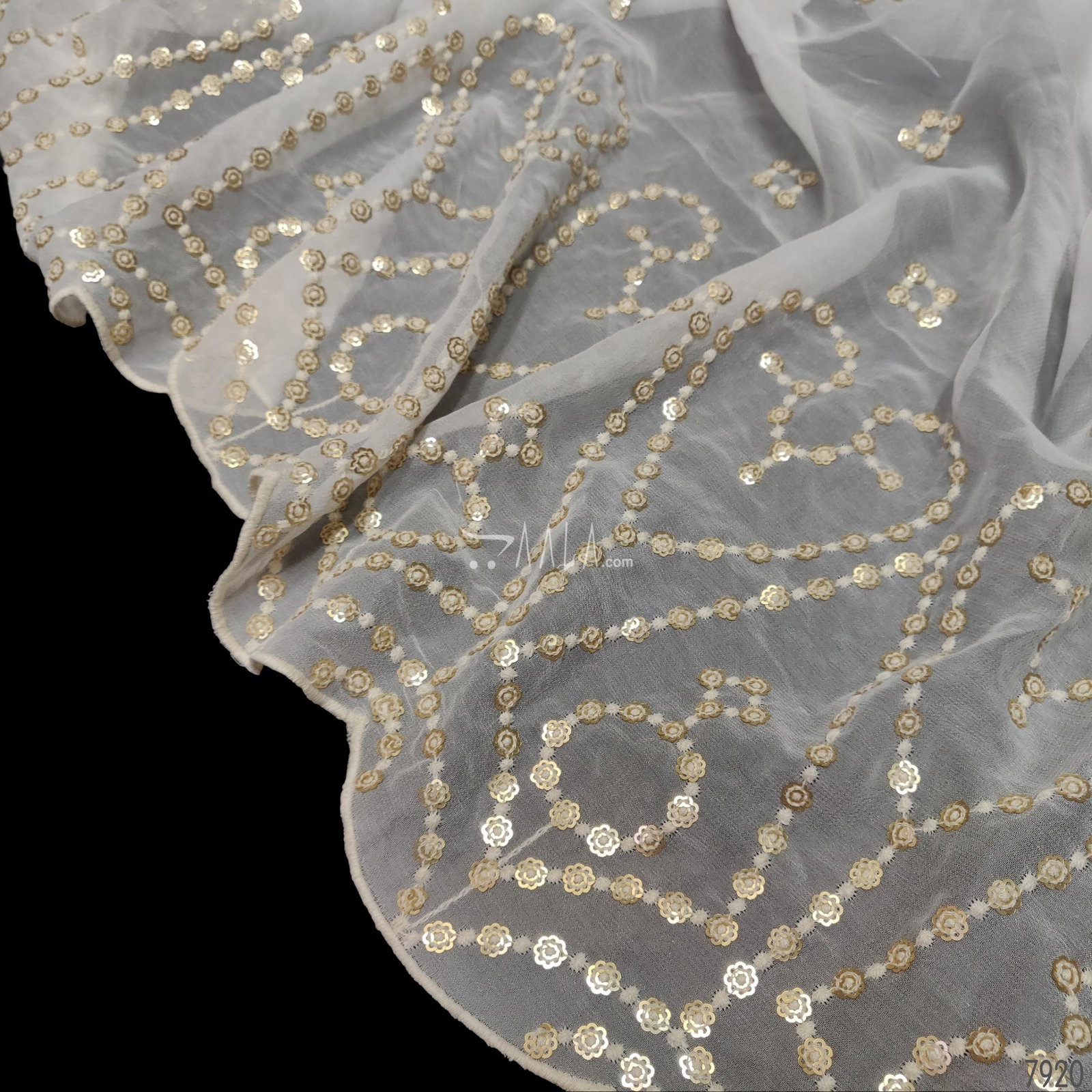 Embroidered Georgette Viscose Dupatta-40-Inches DYEABLE 2.30-Metres 