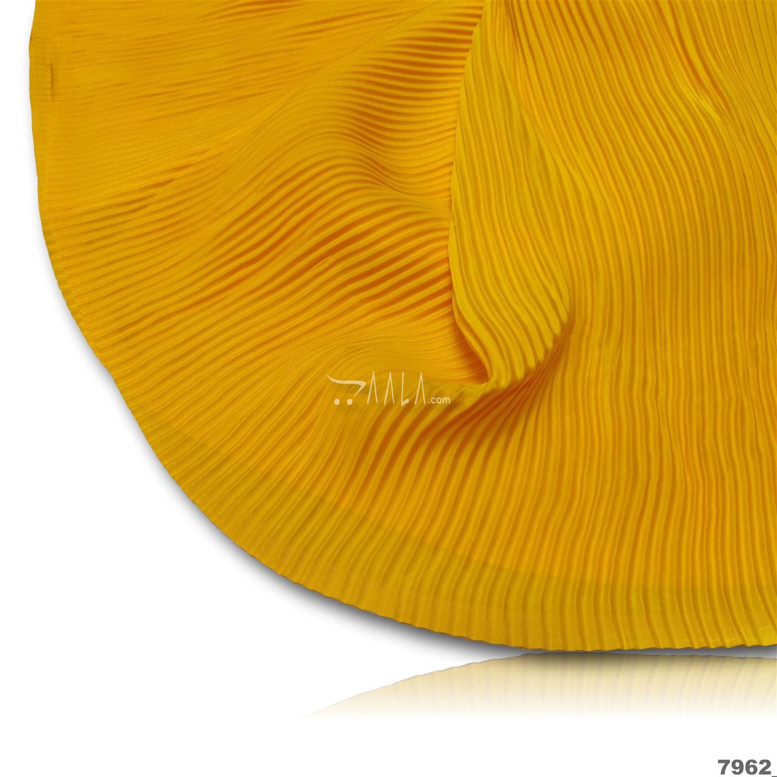 Pleated Satin-Georgette Poly-ester 44-Inches YELLOW Per-Metre #7962