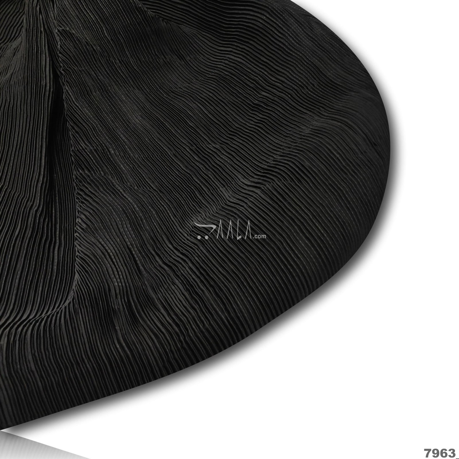 Pleated Satin-Georgette Blend 44-Inches BLACK Per-Metre 