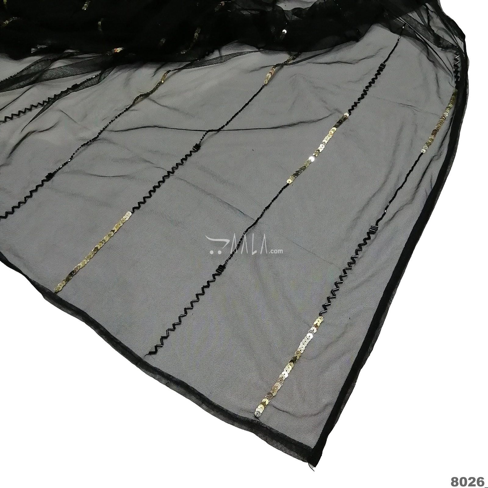 Handwork Net Nylon Dupatta-42-Inches BLACK 2.25-Metres 