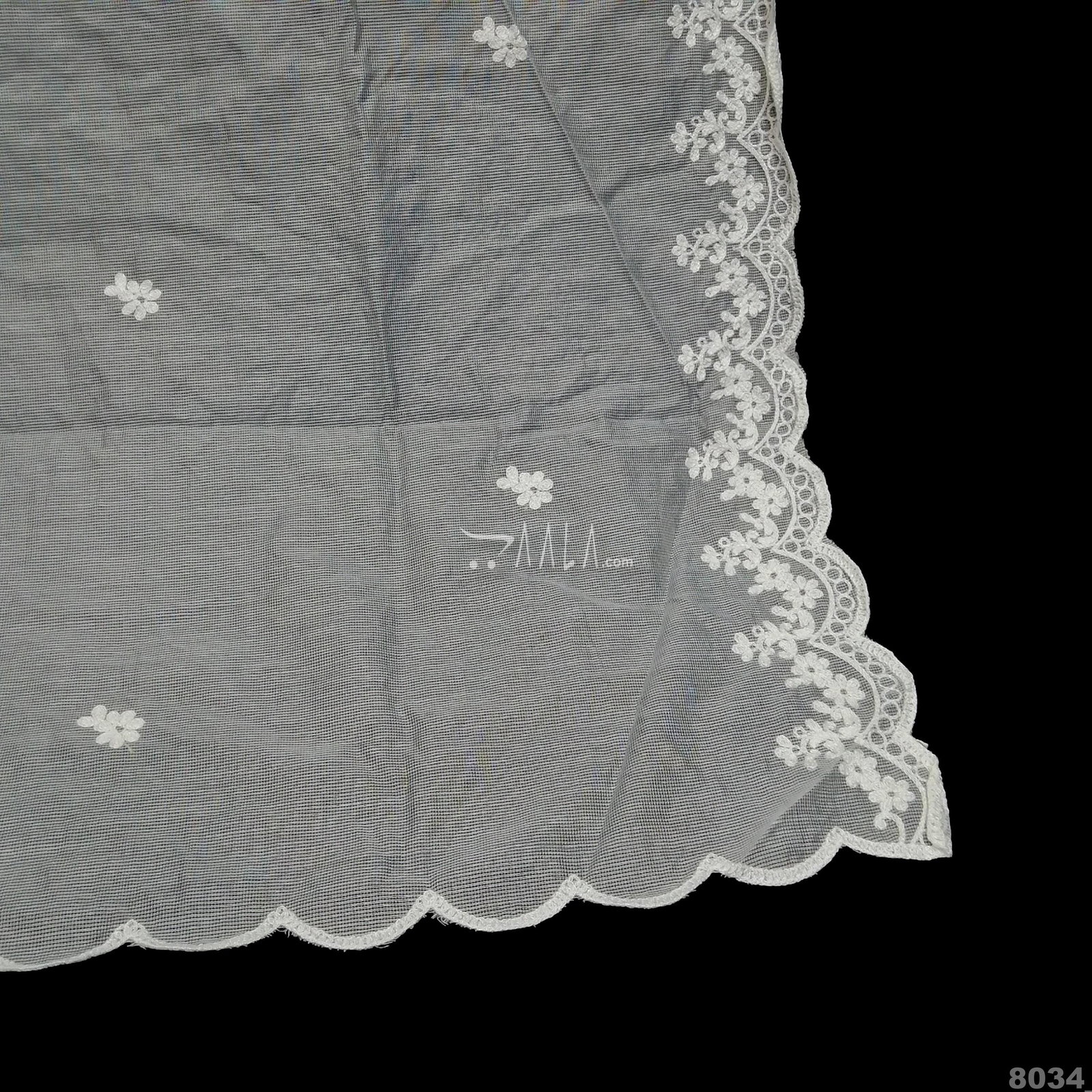 Embroidered-Scollap Jute Cotton Dupatta-36-Inches DYEABLE 2.25-Metres 