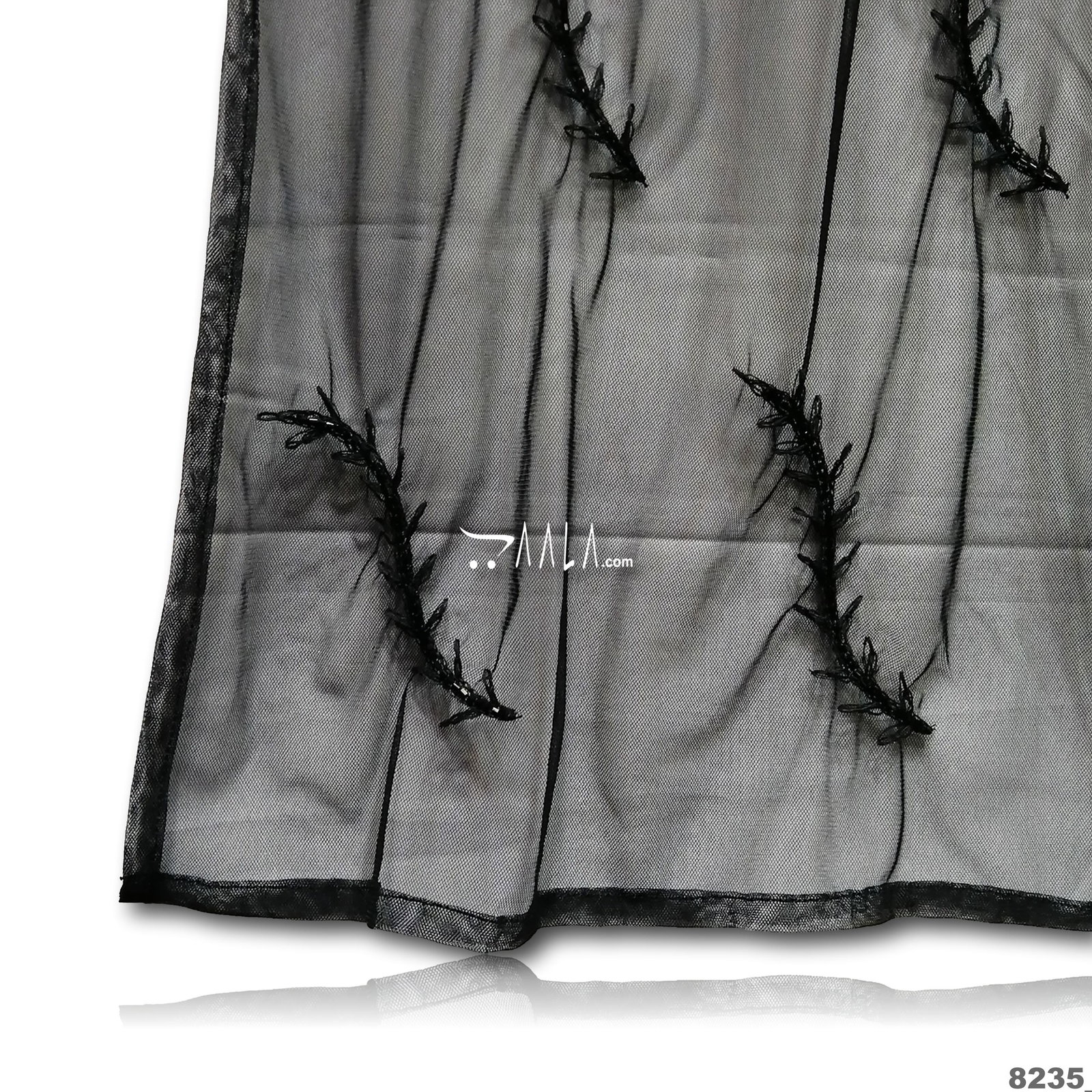 Handwork Net Nylon Dupatta-40-Inches BLACK 2.25-Metres 