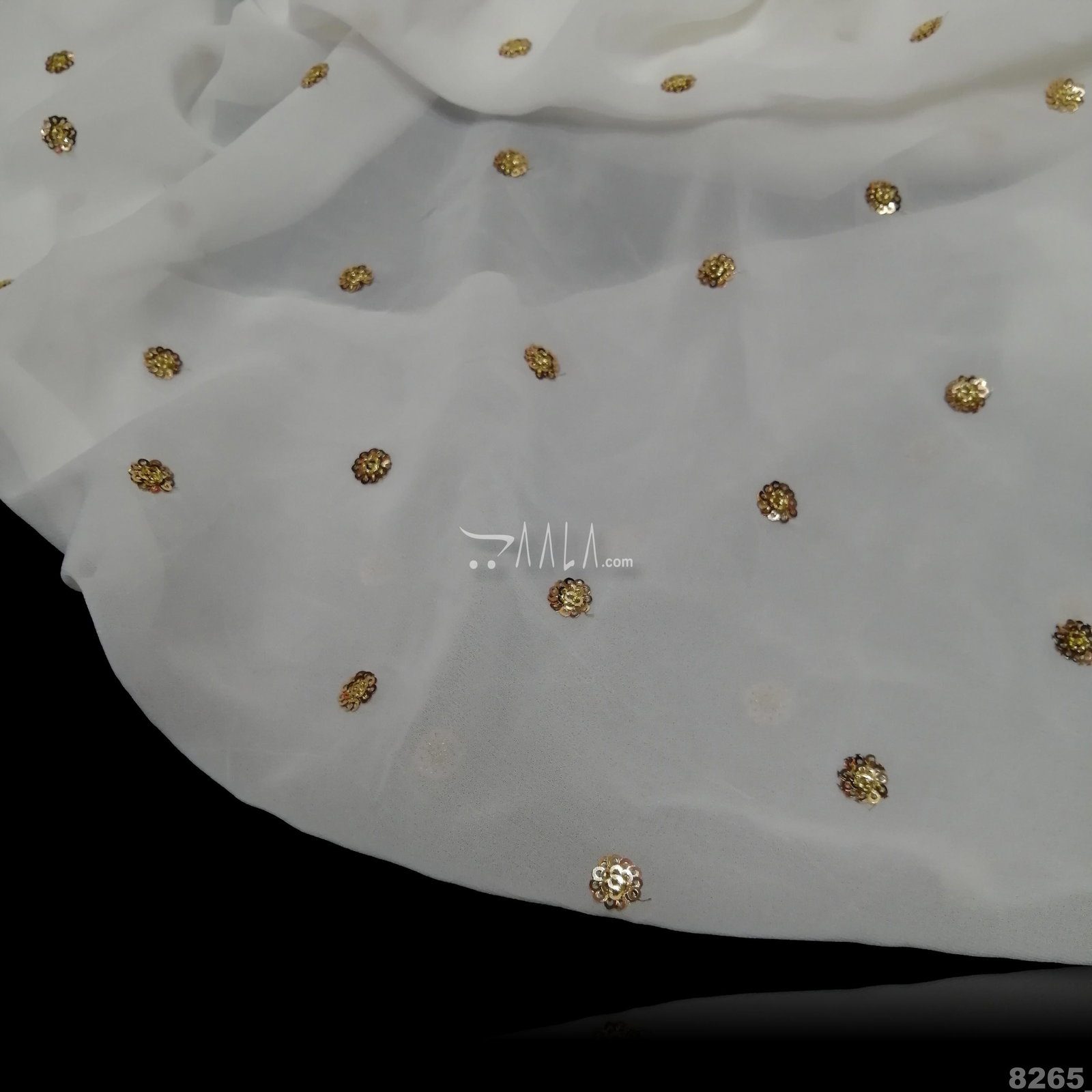 Embroidered-Sequins Georgette Viscose 44-Inches DYEABLE Per-Metre 