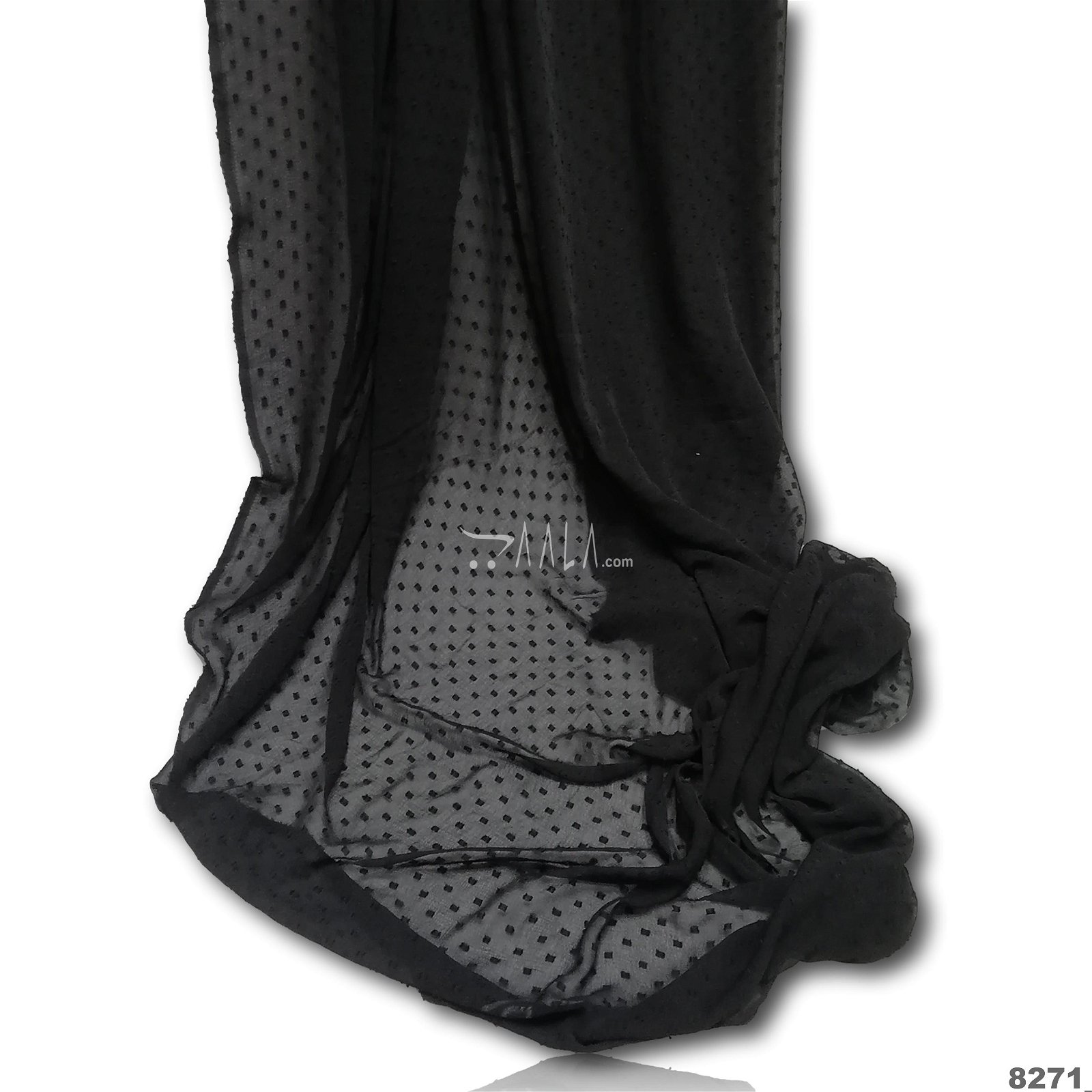Weave Georgette Poly-ester 58-Inches BLACK Per-Metre #8271
