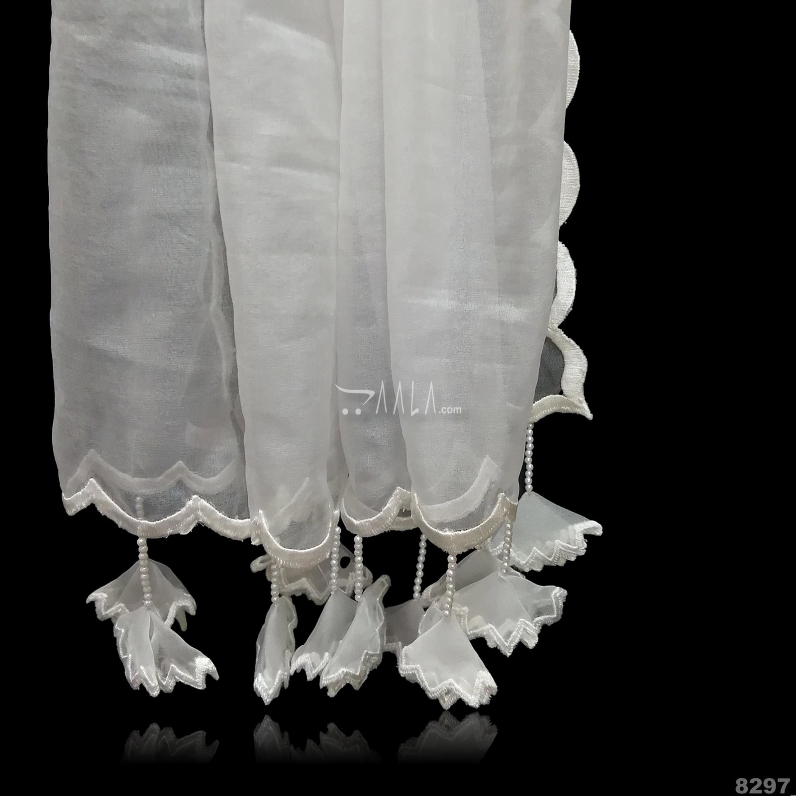 Hanging-Pearl Organza Nylon Dupatta-42-Inches DYEABLE 2.25-Metres 