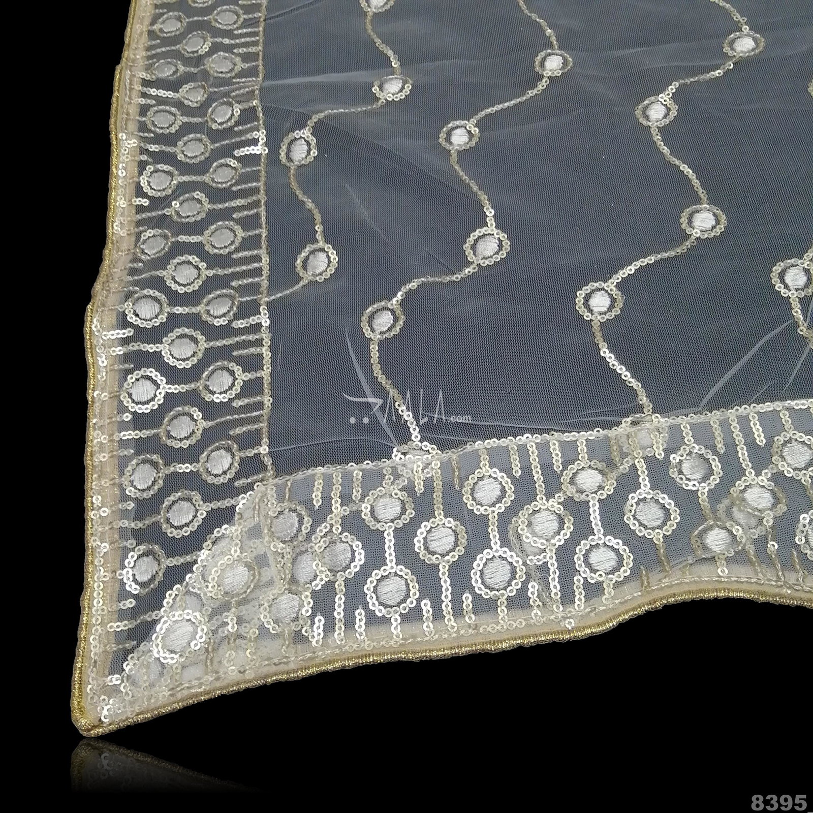 Embroidered-Sequins Net Nylon Dupatta-36-Inches DYEABLE 2.25-Metres 