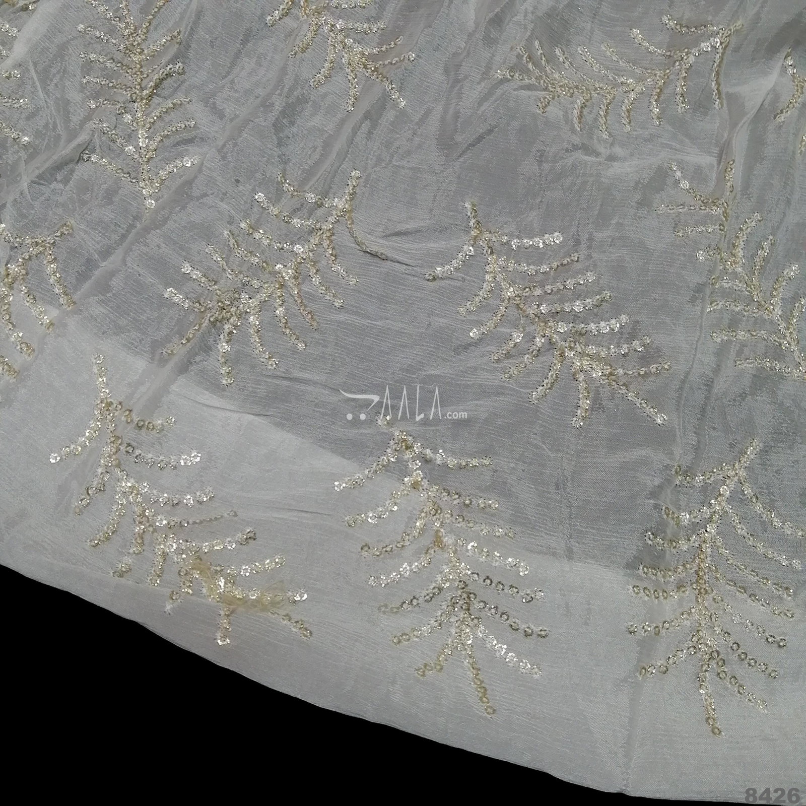 Embroidered Crepe Viscose 44-Inches DYEABLE Per-Metre 