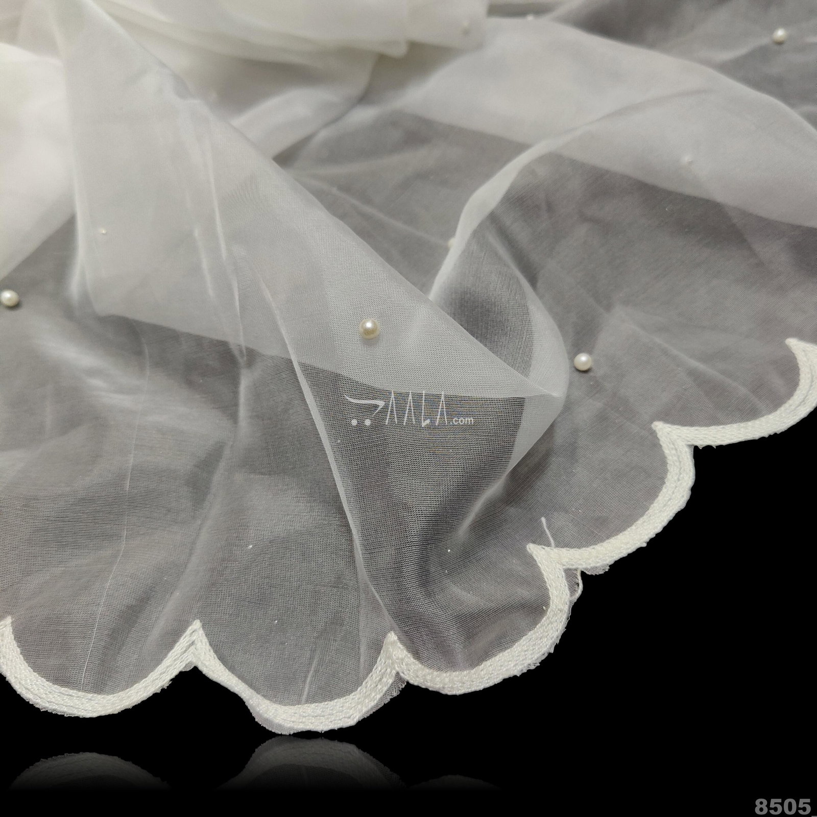 Pearl-Scallop Organza Nylon Dupatta-40-Inches DYEABLE 2.25-Metres 