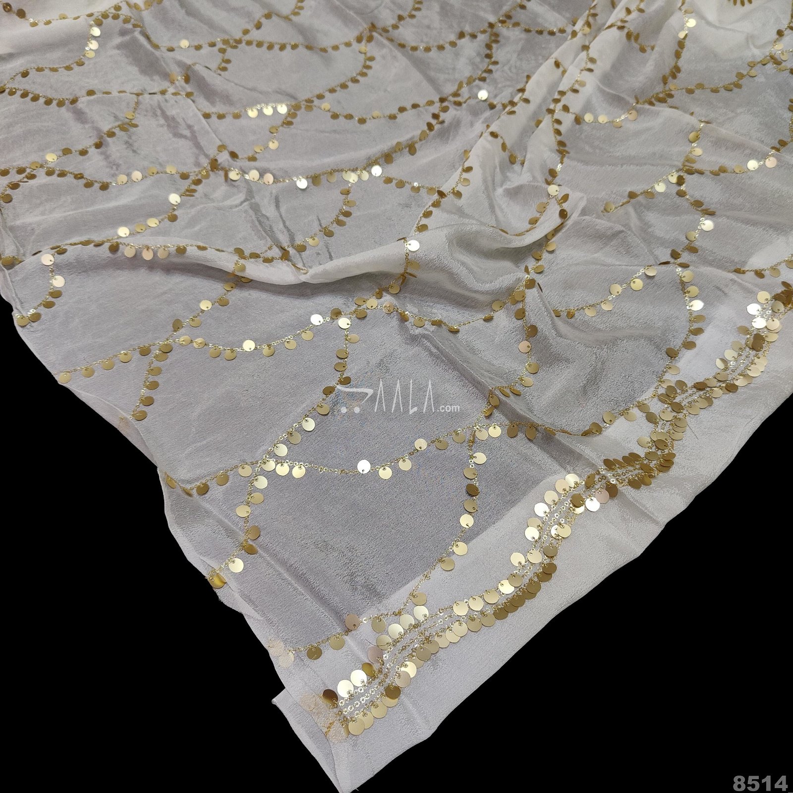 Embroidered Crepe-Chiffon Viscose Dupatta-40-Inches DYEABLE 2.50-Metres #8514