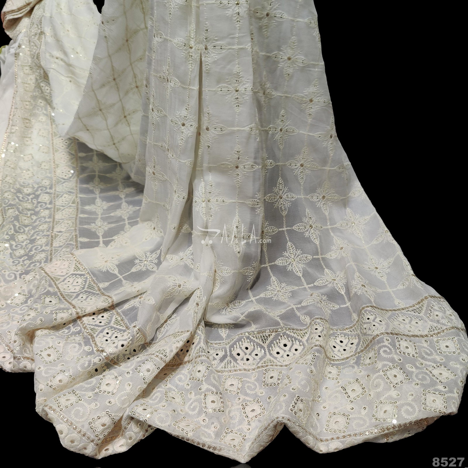 Embroidered Georgette Viscose 44-Inches DYEABLE Per-Metre 