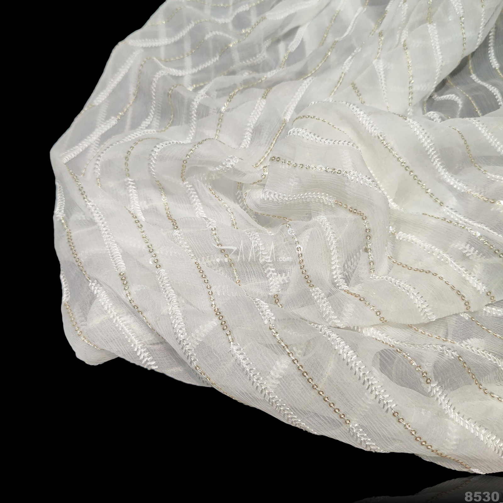 Embroidered Chiffon Viscose 44-Inches DYEABLE Per-Metre 