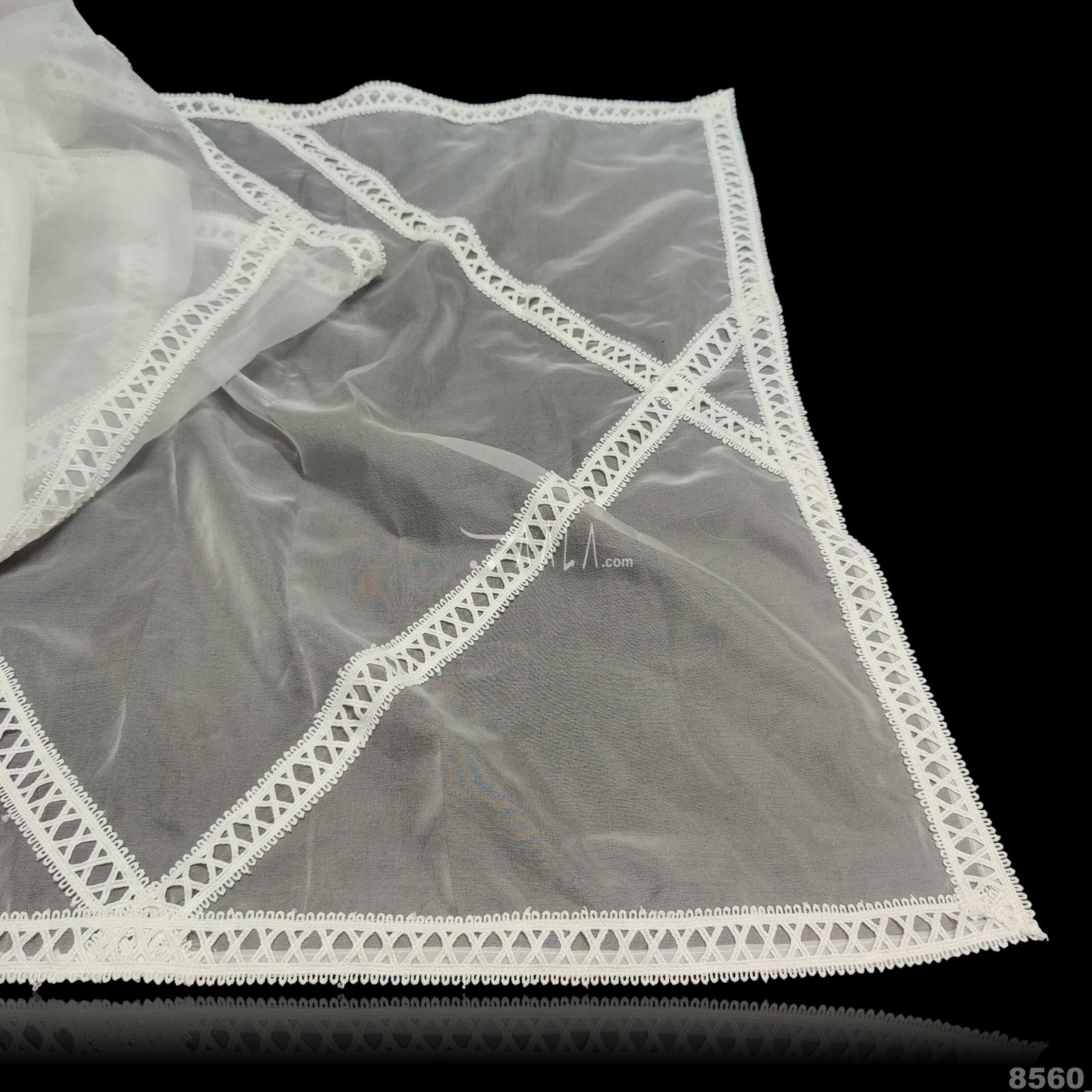 Lace Organza Nylon Dupatta-40-Inches  DYEABLE 2.25-Metres 