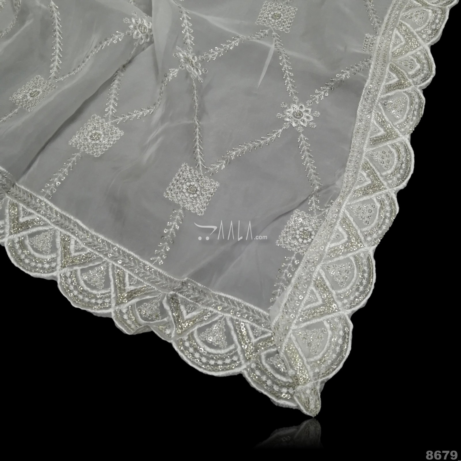 Embroidered Organza Nylon Dupatta-36-Inches DYEABLE 2.50-Metres 