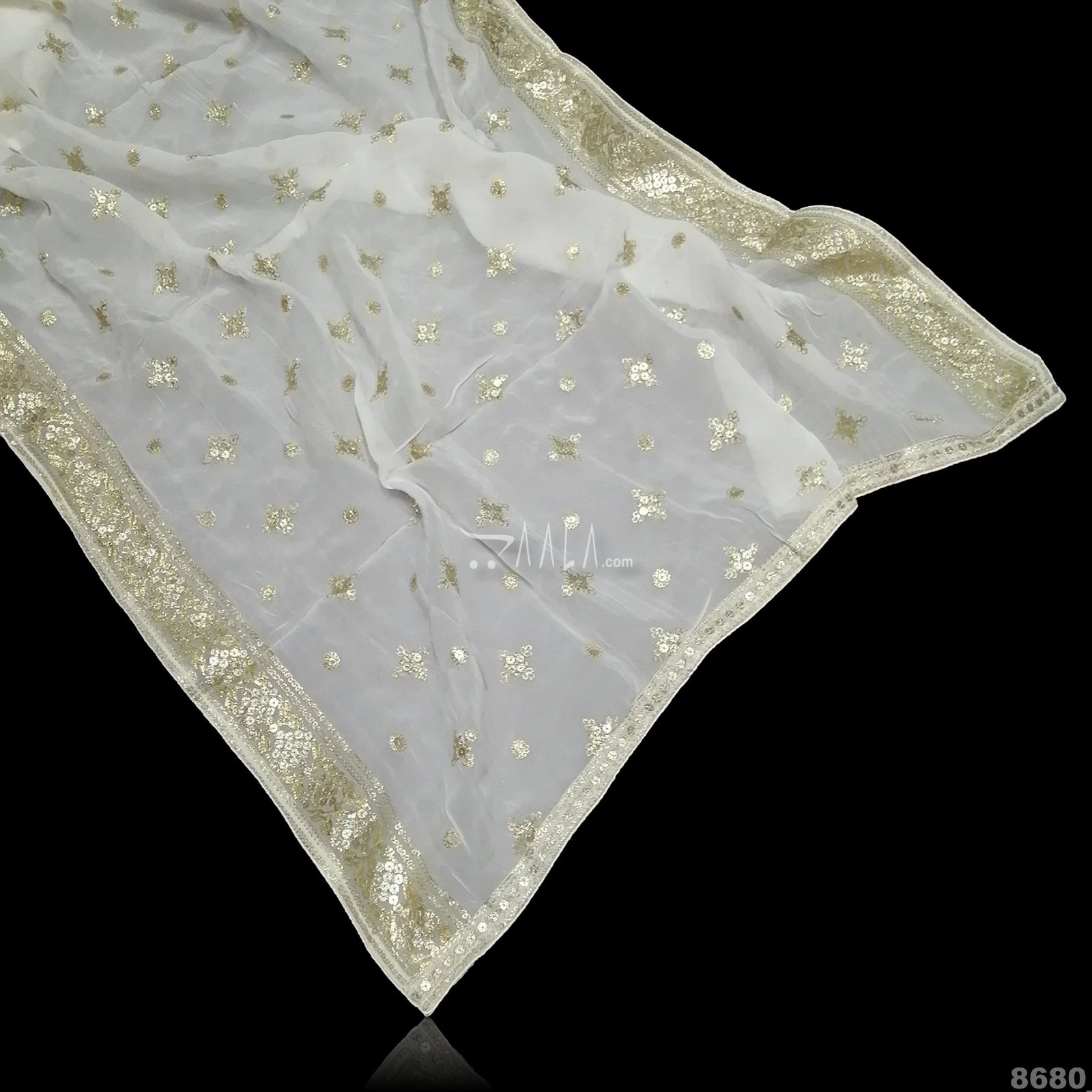Embroidered Organza Nylon Dupatta-36-Inches DYEABLE 2.50-Metres 