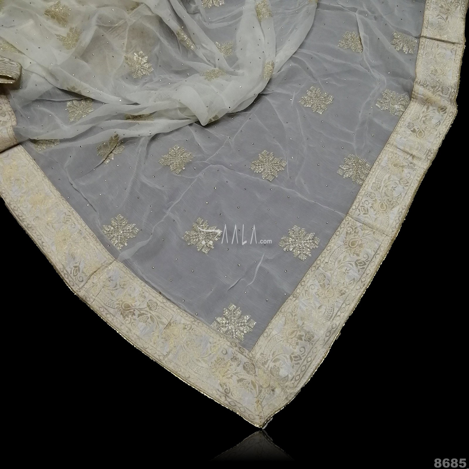 Embroidered Chiffon Nylon Dupatta-36-Inches DYEABLE 2.50-Metres 