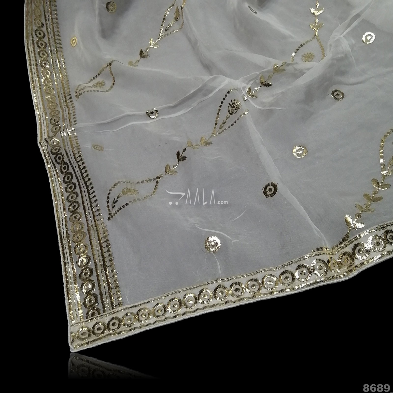 Embroidered Organza Nylon Dupatta-36-Inches DYEABLE 2.50-Metres 