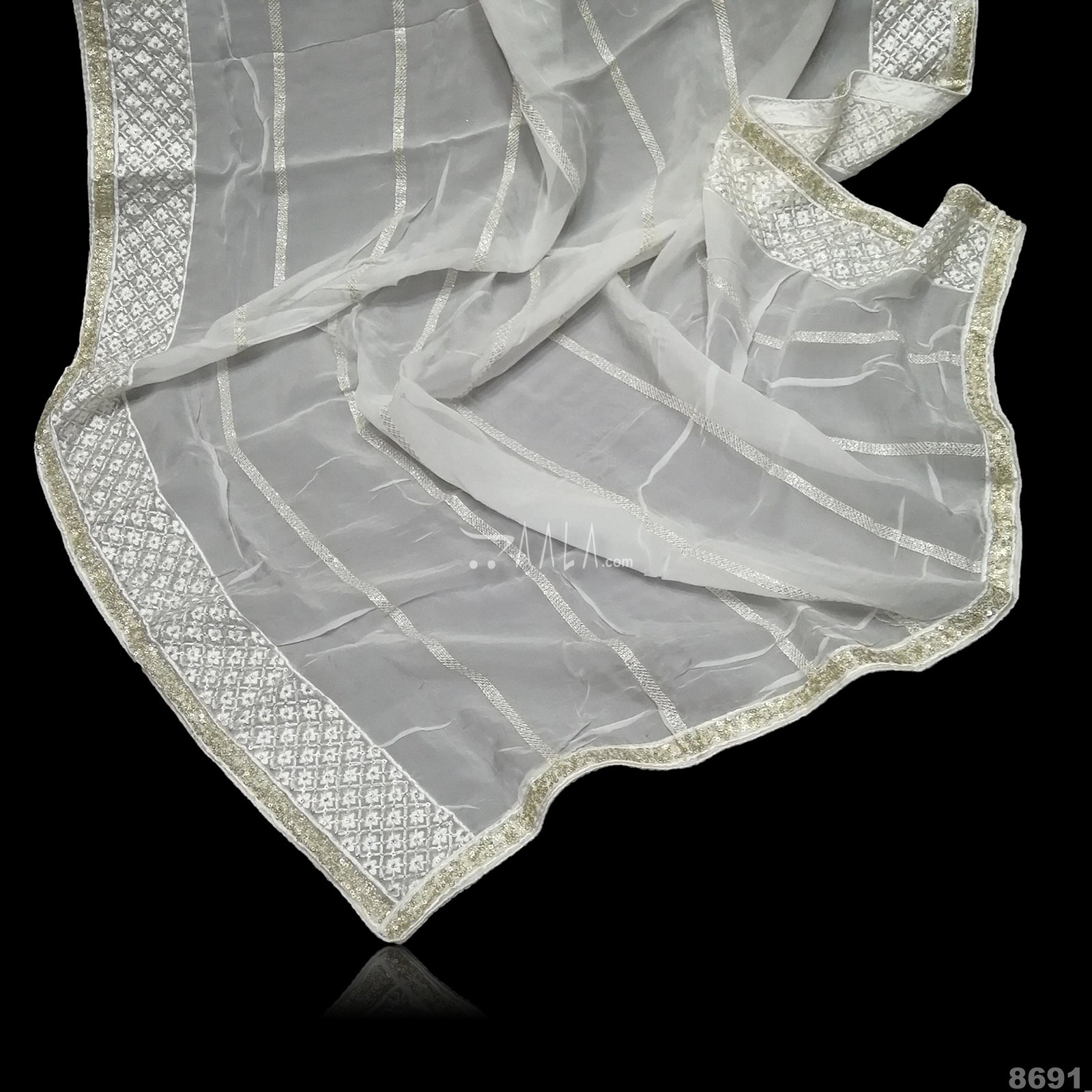 Embroidered Organza Nylon Dupatta-36-Inches DYEABLE 2.50-Metres 