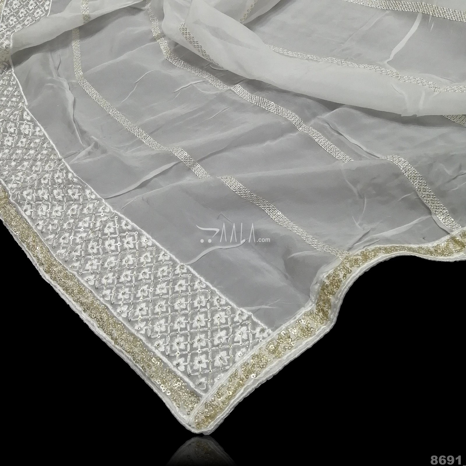 Embroidered Organza Nylon Dupatta-36-Inches DYEABLE 2.50-Metres 